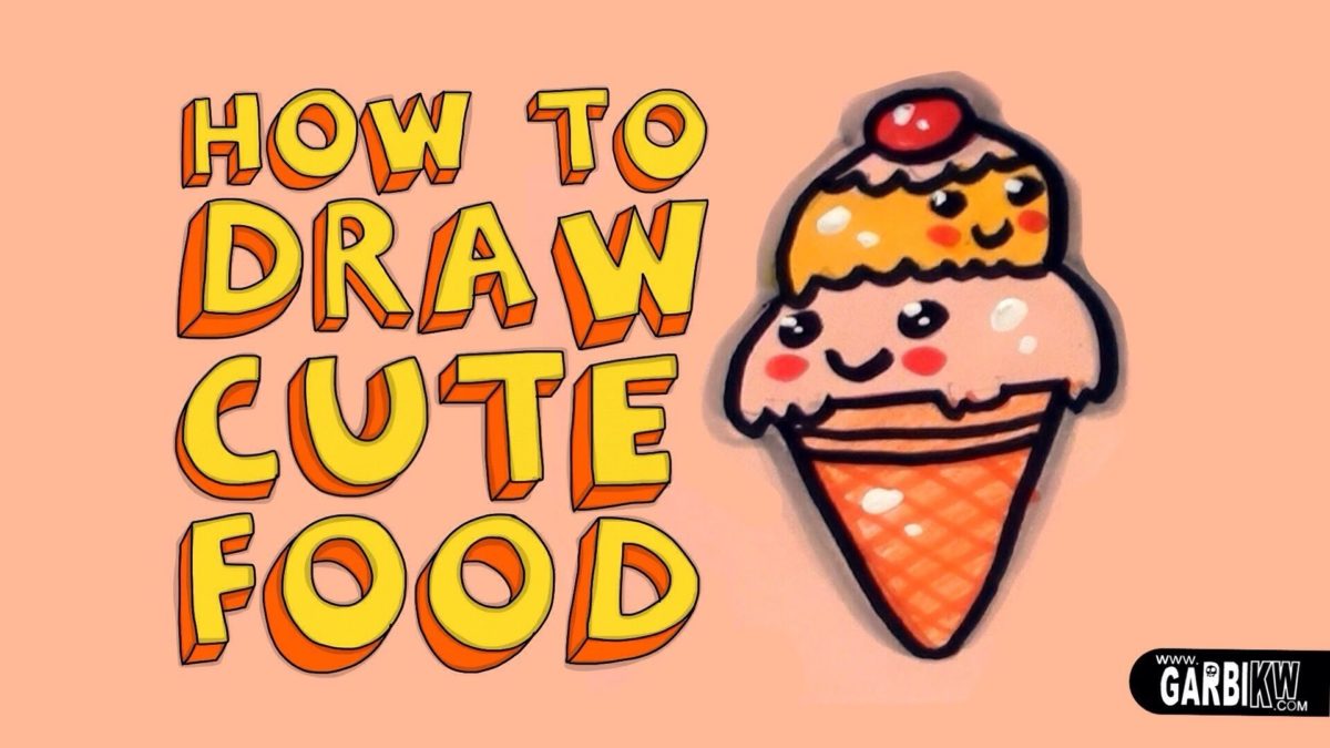 How To Draw A Cute Ice Cream Kawaii Food Easy Drawings By Garbi Kw Youtube