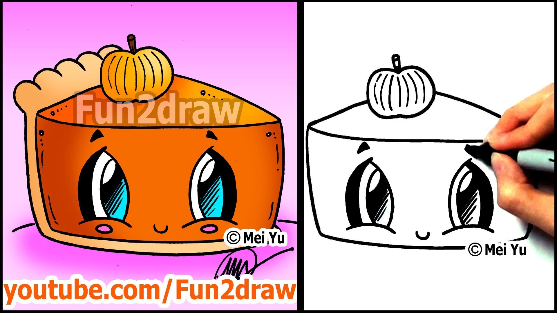 How to Draw Thanksgiving Things – Cute Pumpkin Pie – Fun2draw Food – YouTube