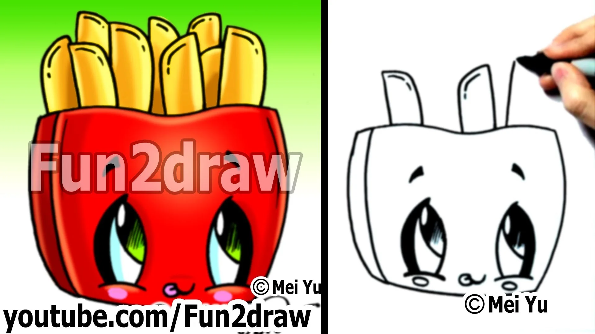 Kawaii Tutorial – How to Draw Kawaii Food – Fries Cute Easy Drawing – Cute Art – Fun2draw – YouTube