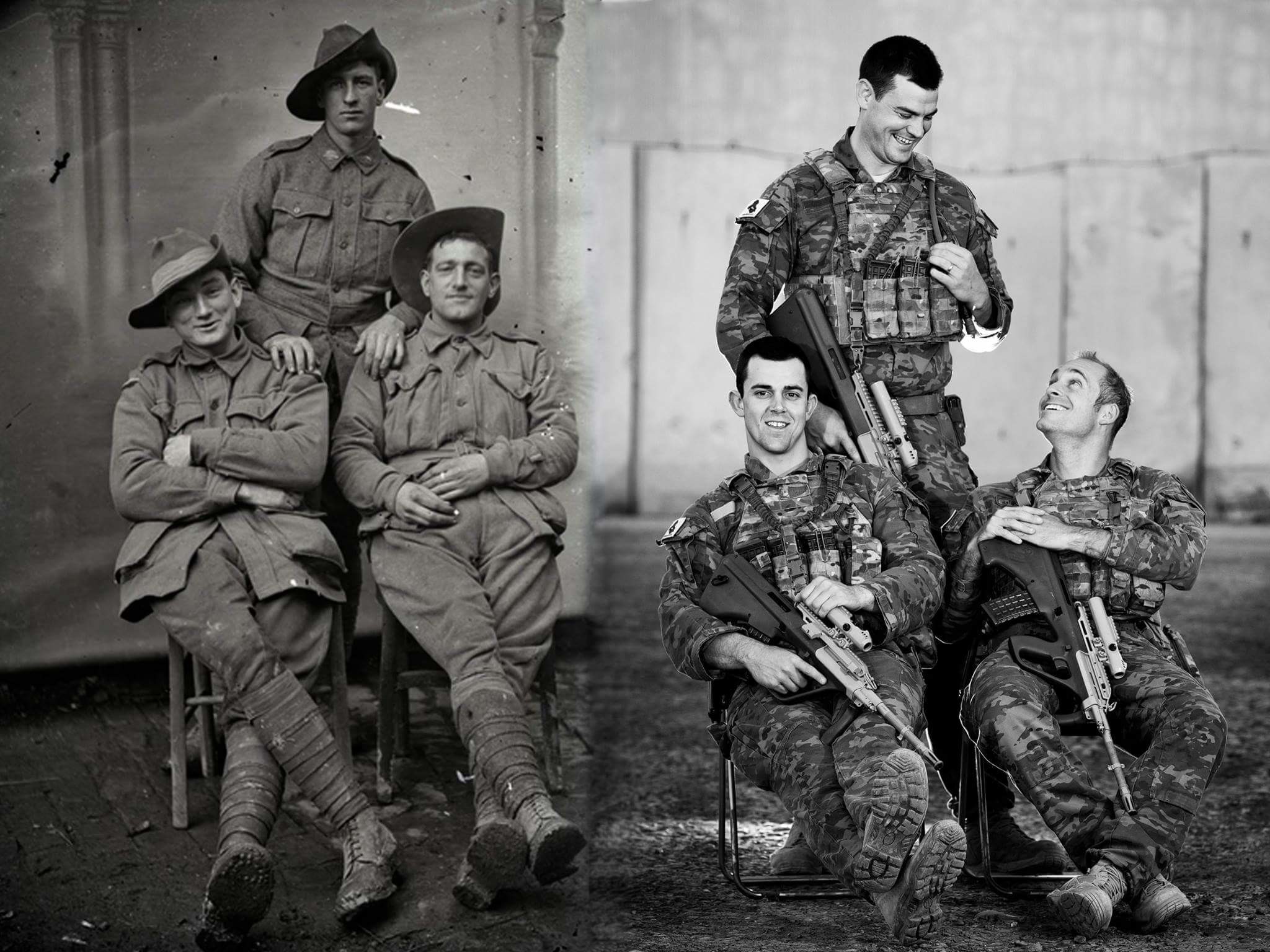 Australian Army Soldiers Then and Now 1st Div in Vignacourt France WW1 1916