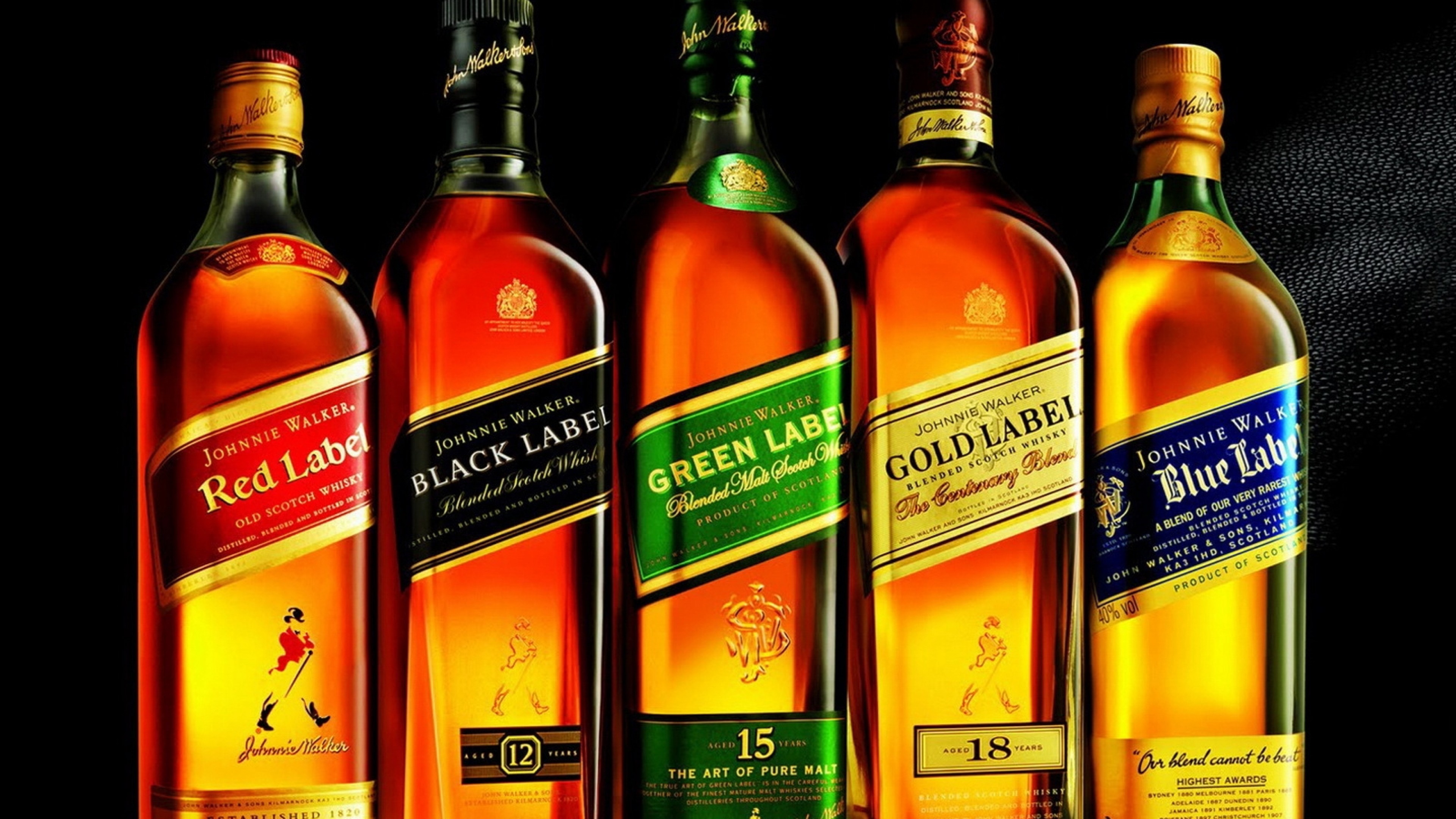 Preview wallpaper whiskey, johnnie walker, collection, alcohol, long term 3840×2160