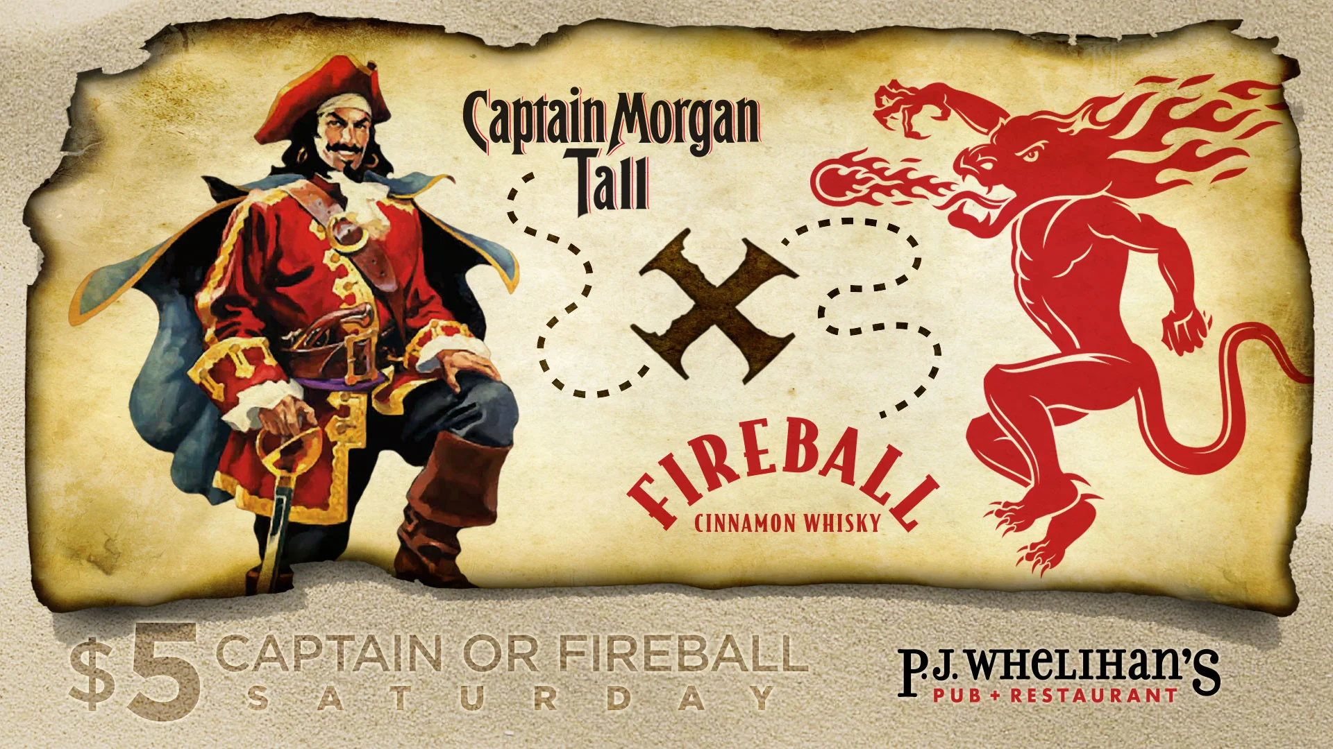 5 Captain Morgan Tall Drinks 5 Fireball Shots Every Friday at #PJsPub times