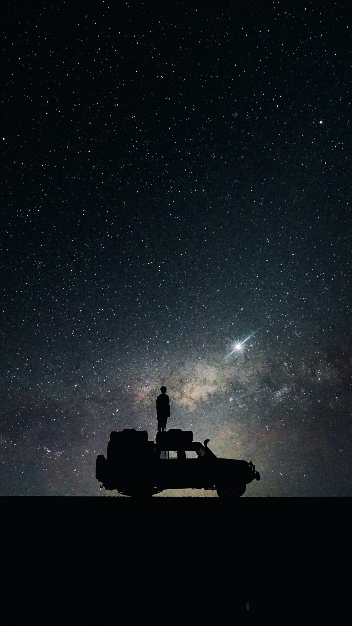 Preview wallpaper stars, sky, space, car 1440×2560