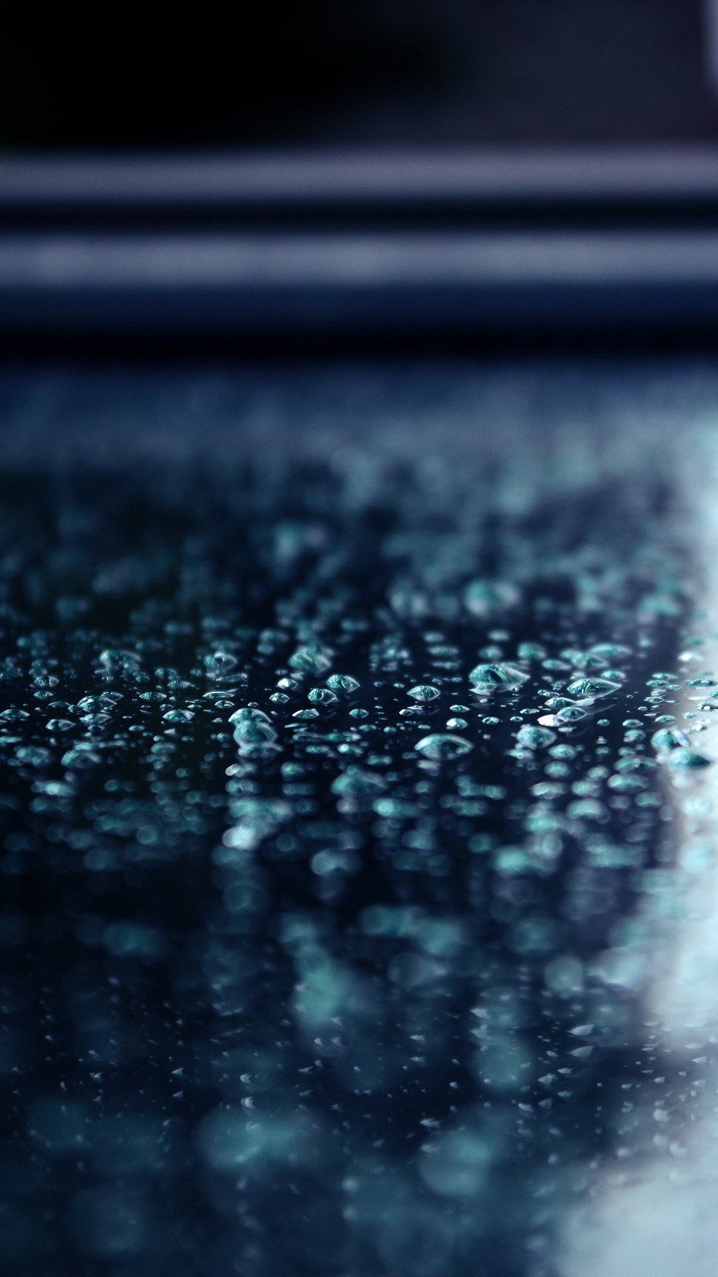 Macro Water Drops Blue Surface Lock Screen 1440×2560