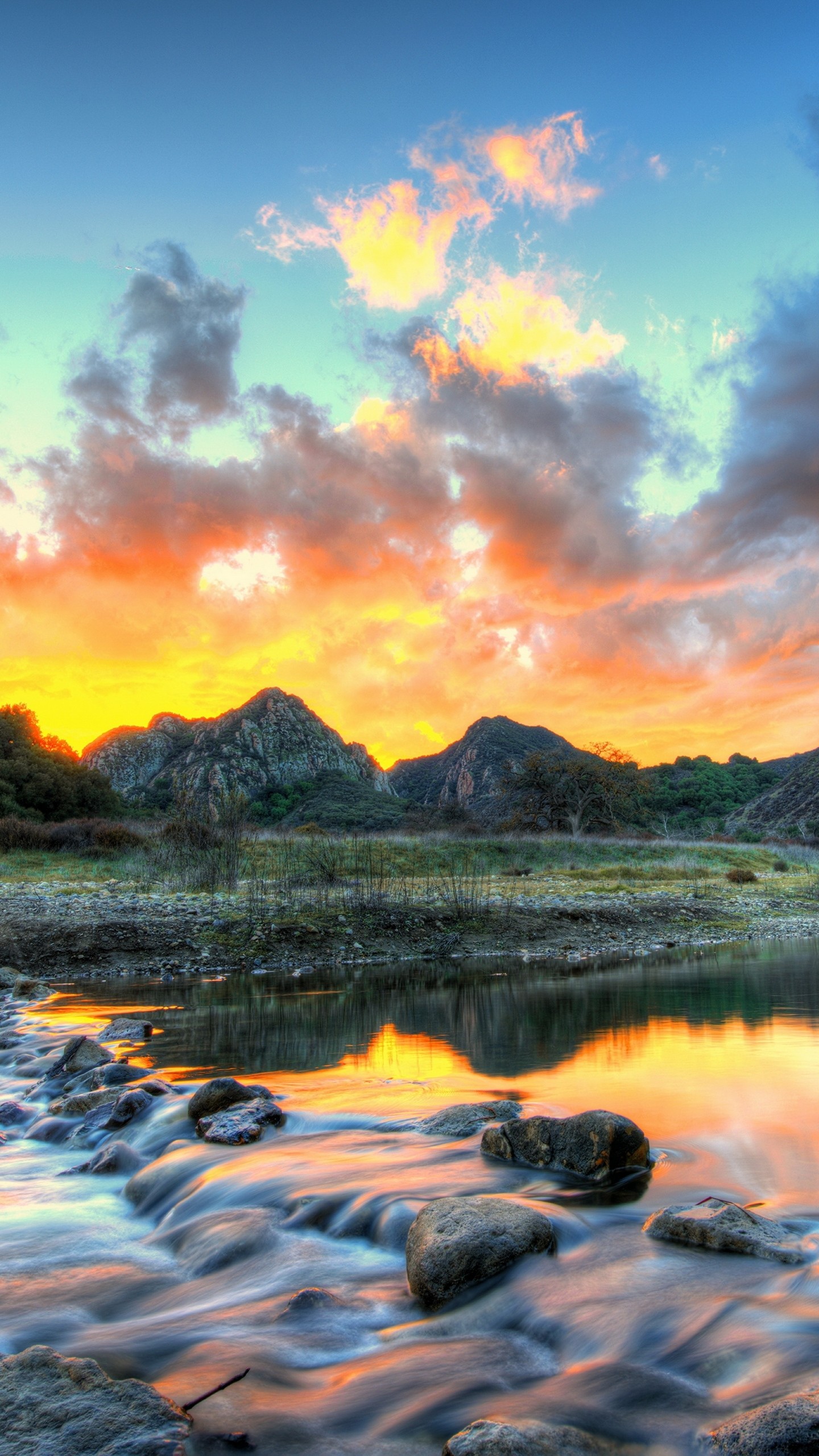 Wallpaper landscape, usa, river, sky, malibu, california, clouds,