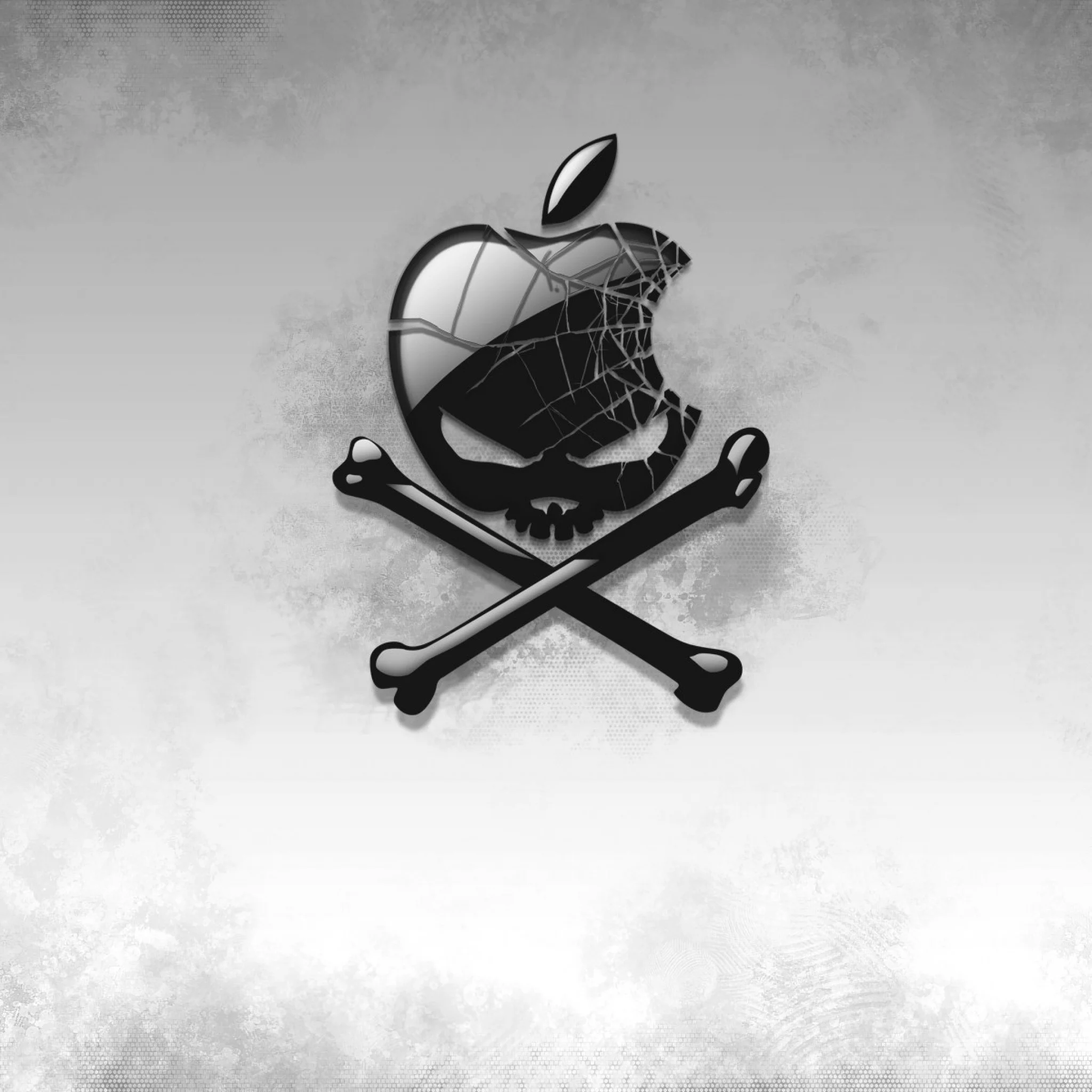 Preview wallpaper black, apple, bones, skull 2048×2048