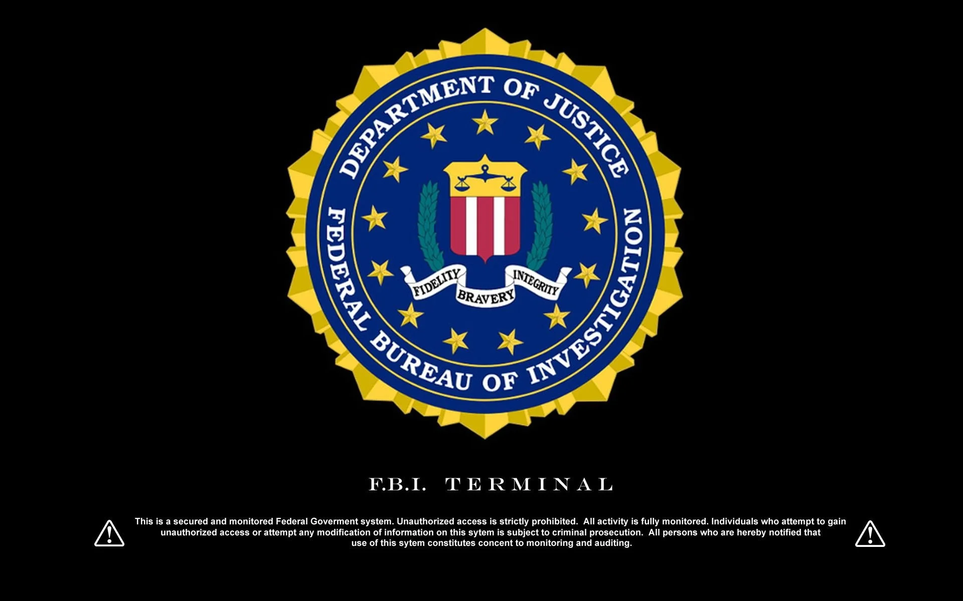 FBI Logo with Terminal warning Wallpapers