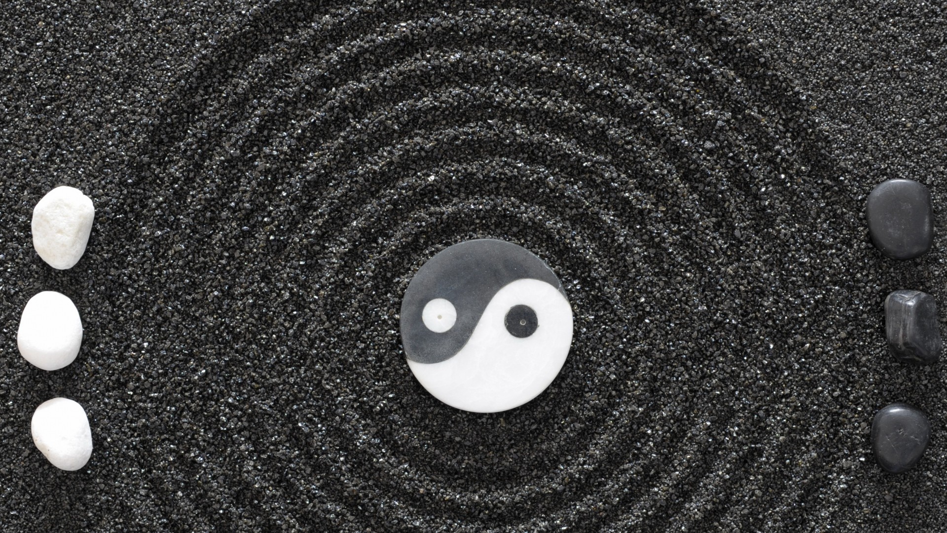 Preview wallpaper yin yang, stones, earth, symbol, harmony 1920×1080
