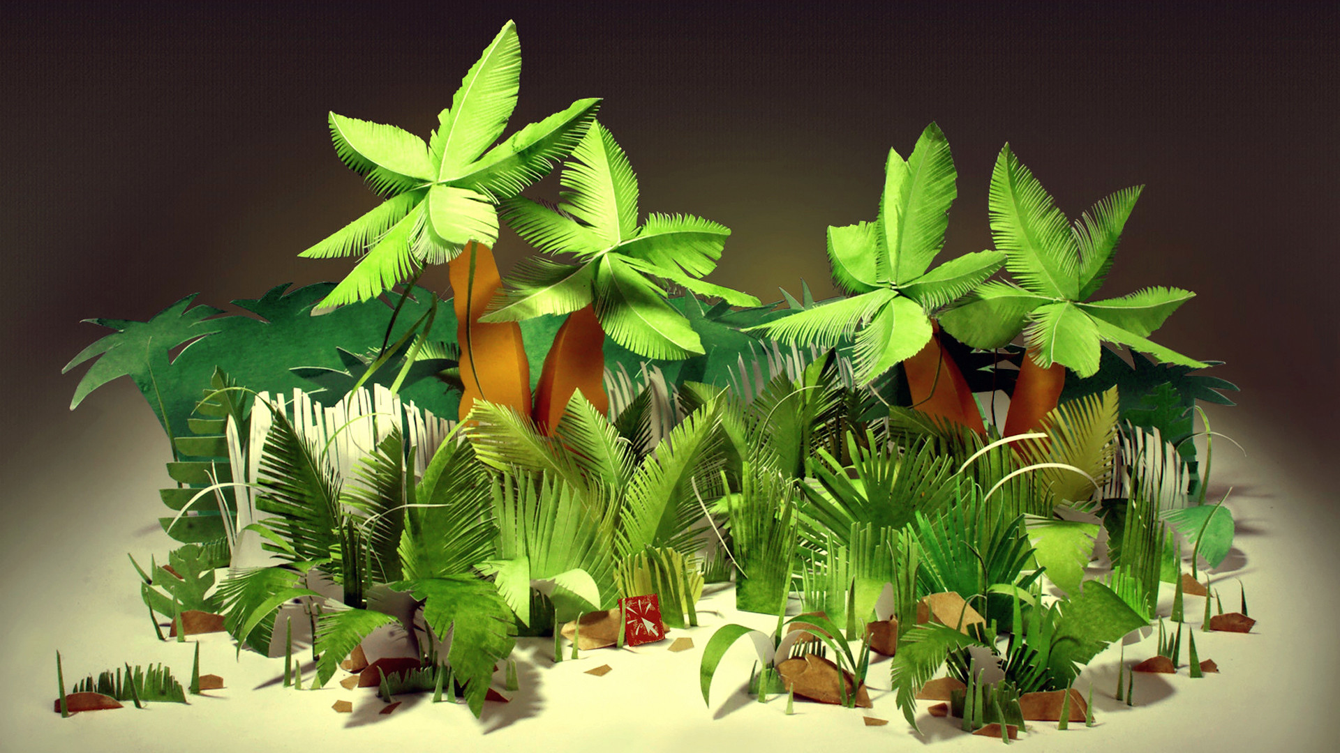 Jungles Tropical Palm Trees Bushes Leaves Paper Cardboard Wallpaper At 3d Wallpapers