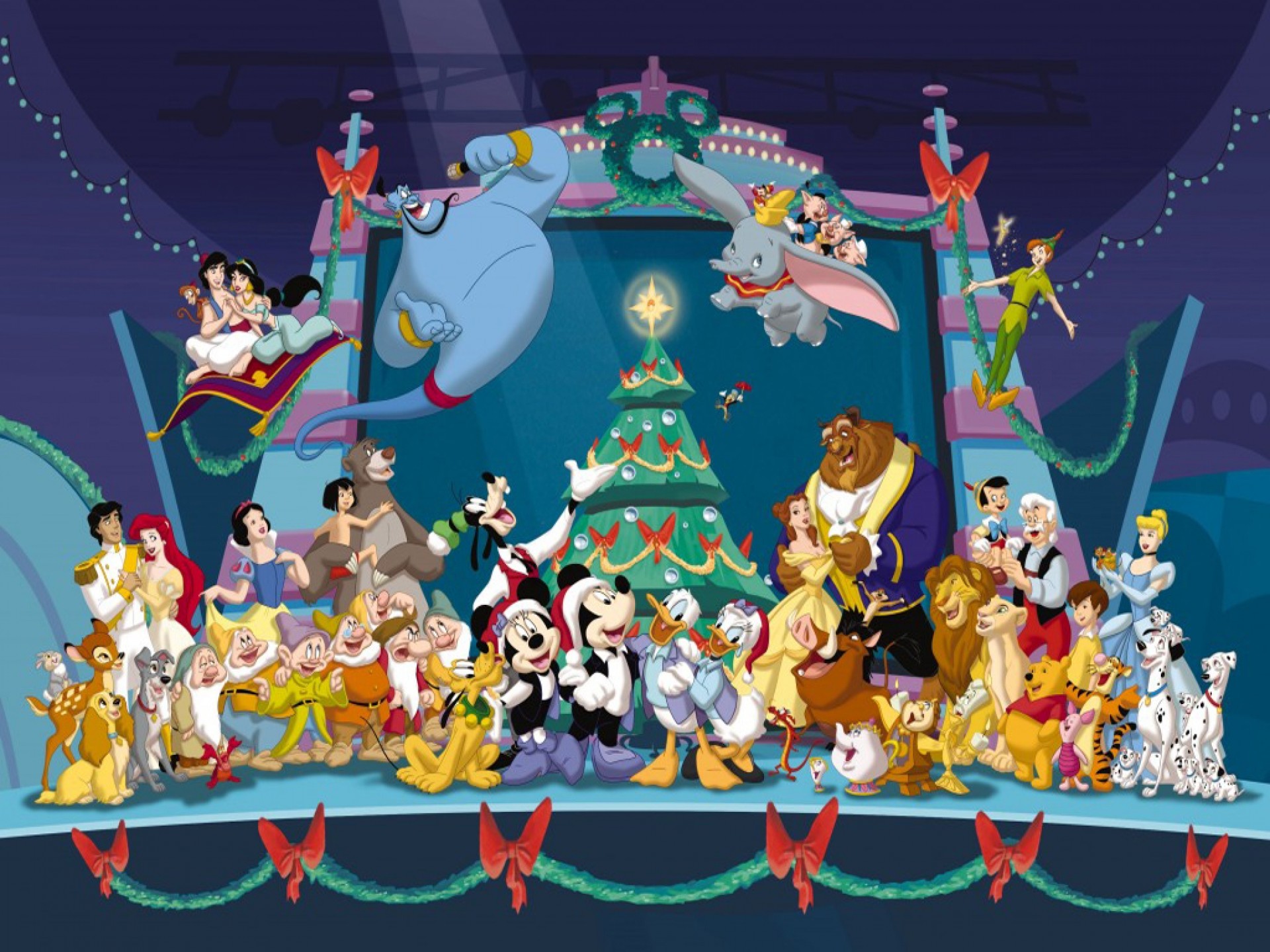 Disney characters christmas wallpaper cartoons 1920×1080
