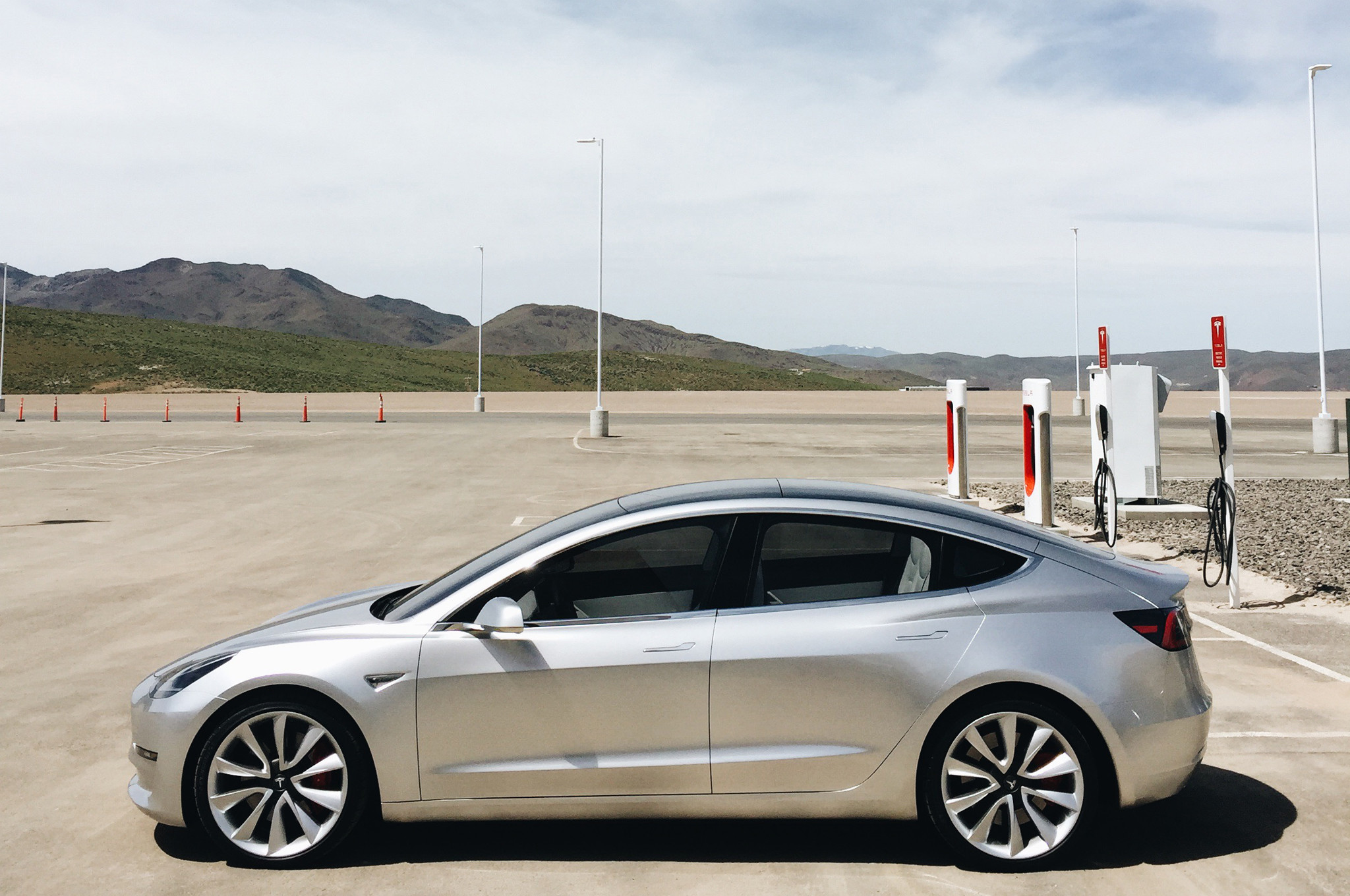 Tesla Model 3 in parking lot