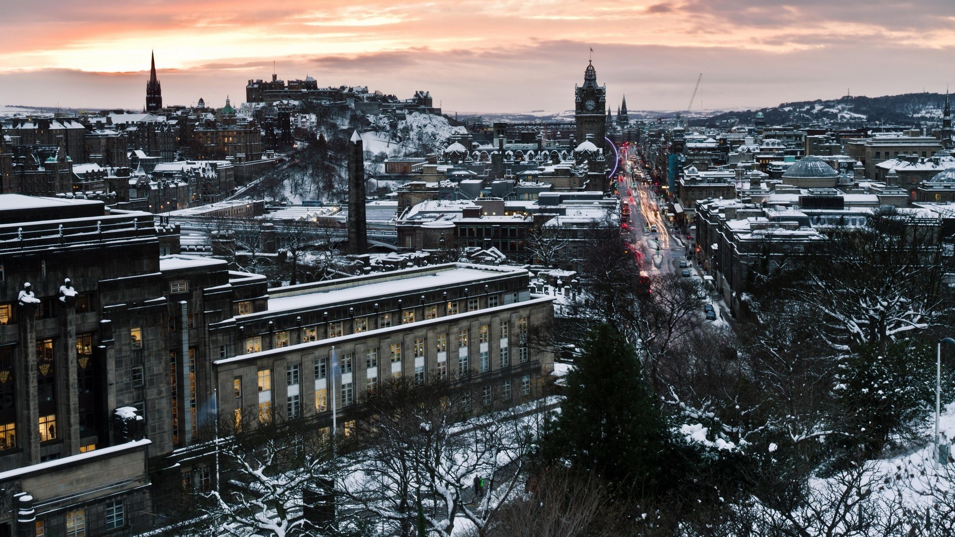 Preview wallpaper edinburgh, scotland, winter, snow, city 1920×1080
