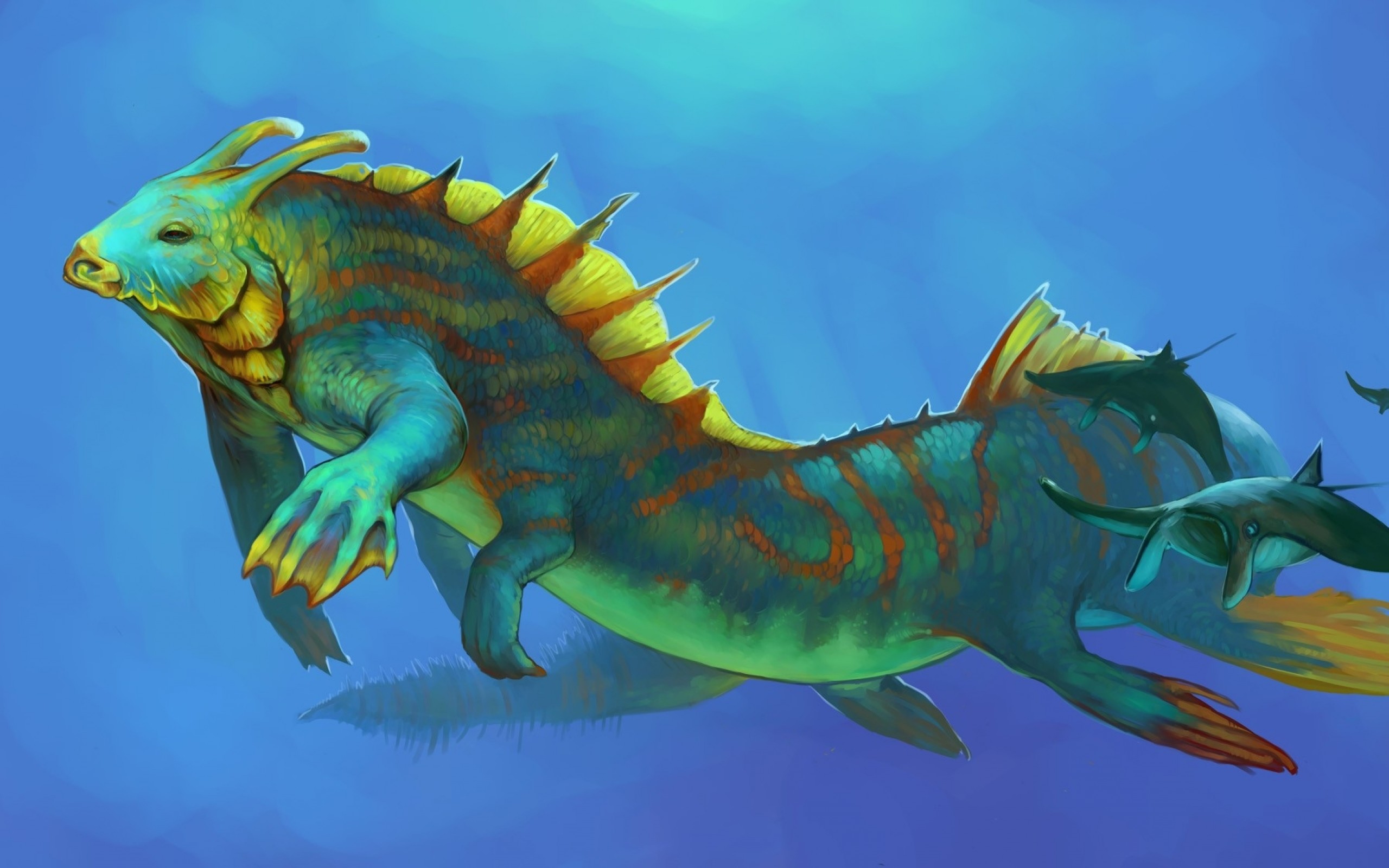 Fish monster monsters creature creatures fantasy dinosaur underwater ocean sea wallpaper 85283 WallpaperUP
