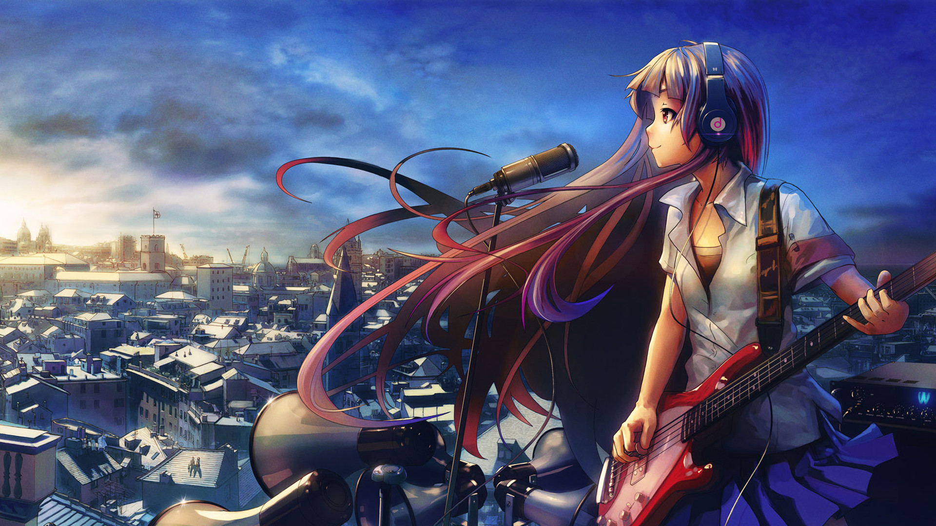 Anime Girl with guitar, Full HD wallpaper, 1080p Full HD Wallpapers