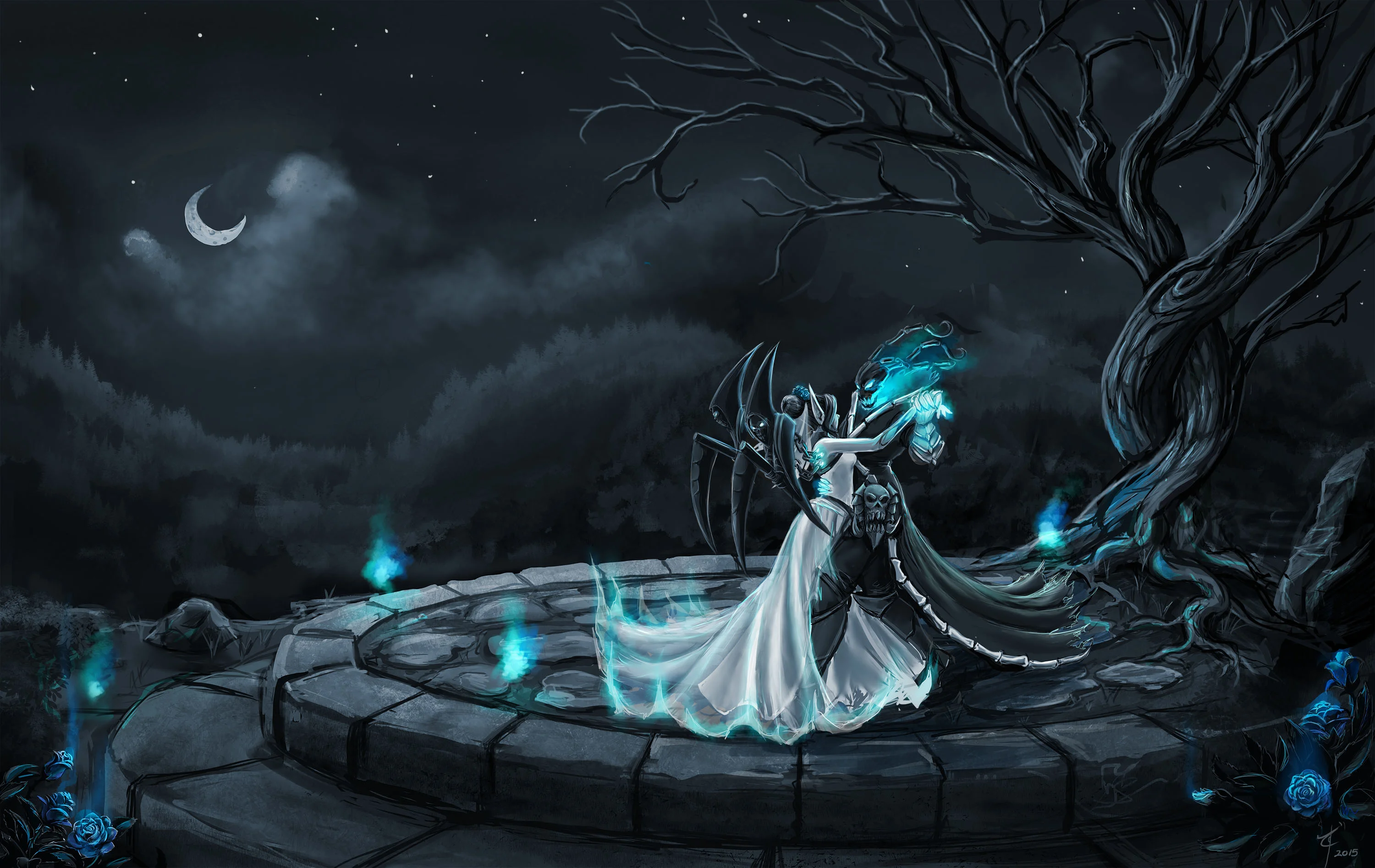 Art Happy Halloween I painted Thresh and Ghost Bride Morgana having a little