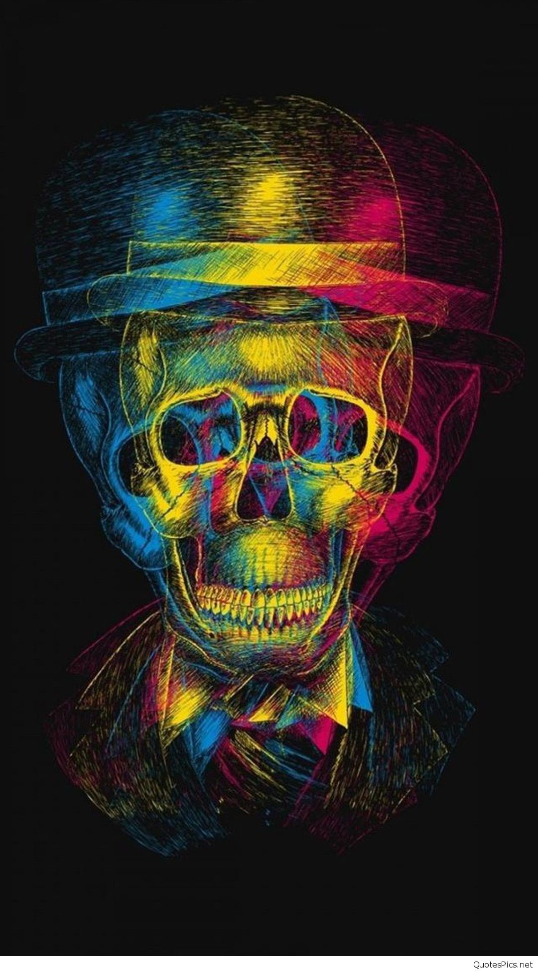 Colorful Overlapping Skull Art iPhone 6 plus wallpaper