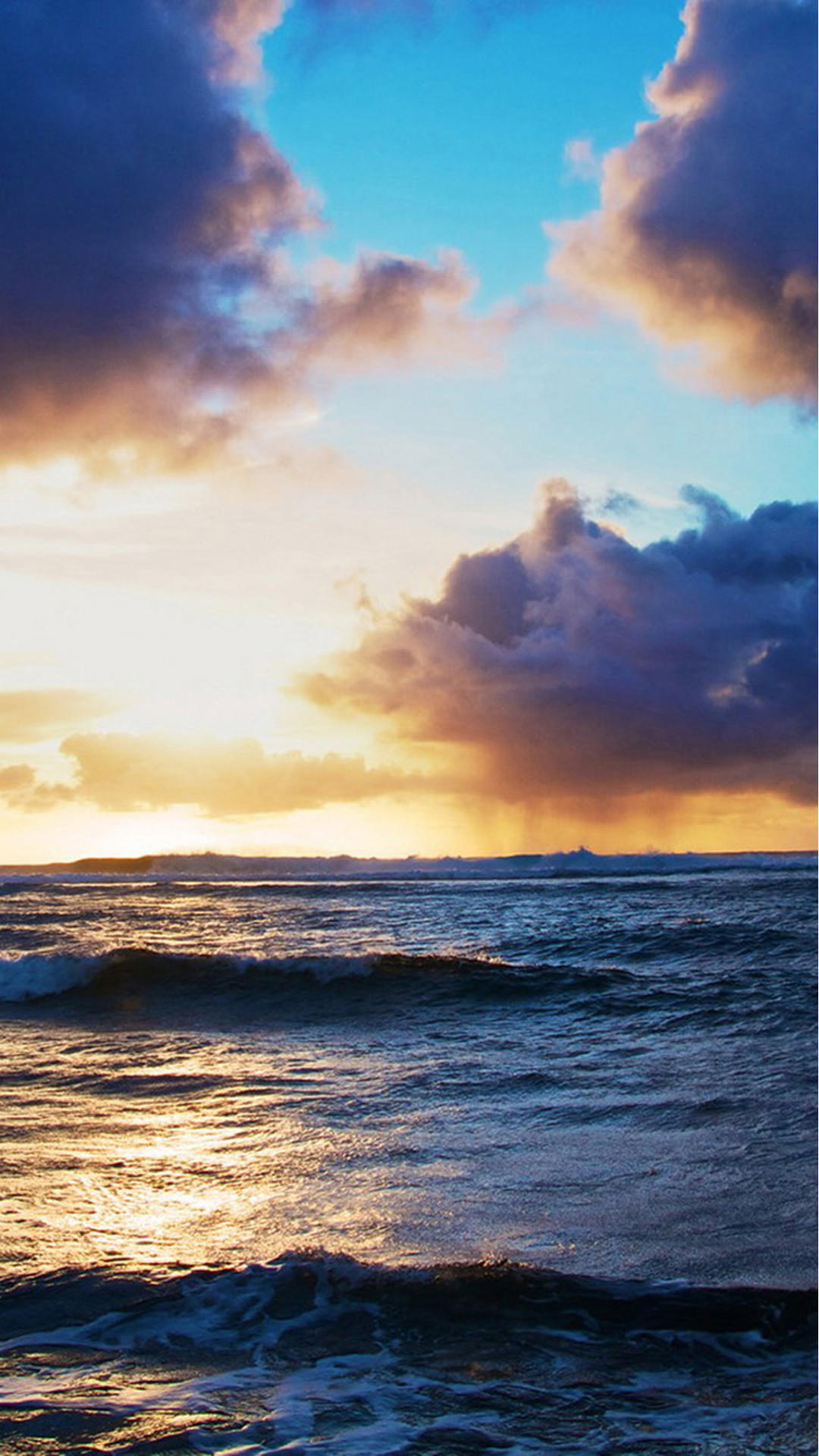 Ocean Beach Surging Wave Cloudy Sunny Skyscape #iPhone #plus #wallpaper