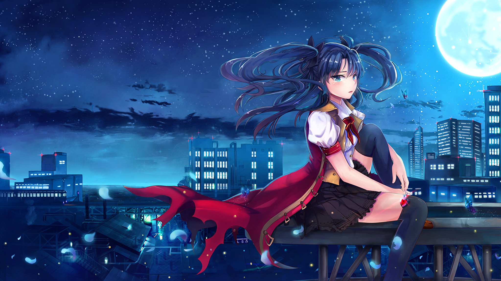Pictures Fate Stay Night Night time Moon l.bou tohsaka rin Girls