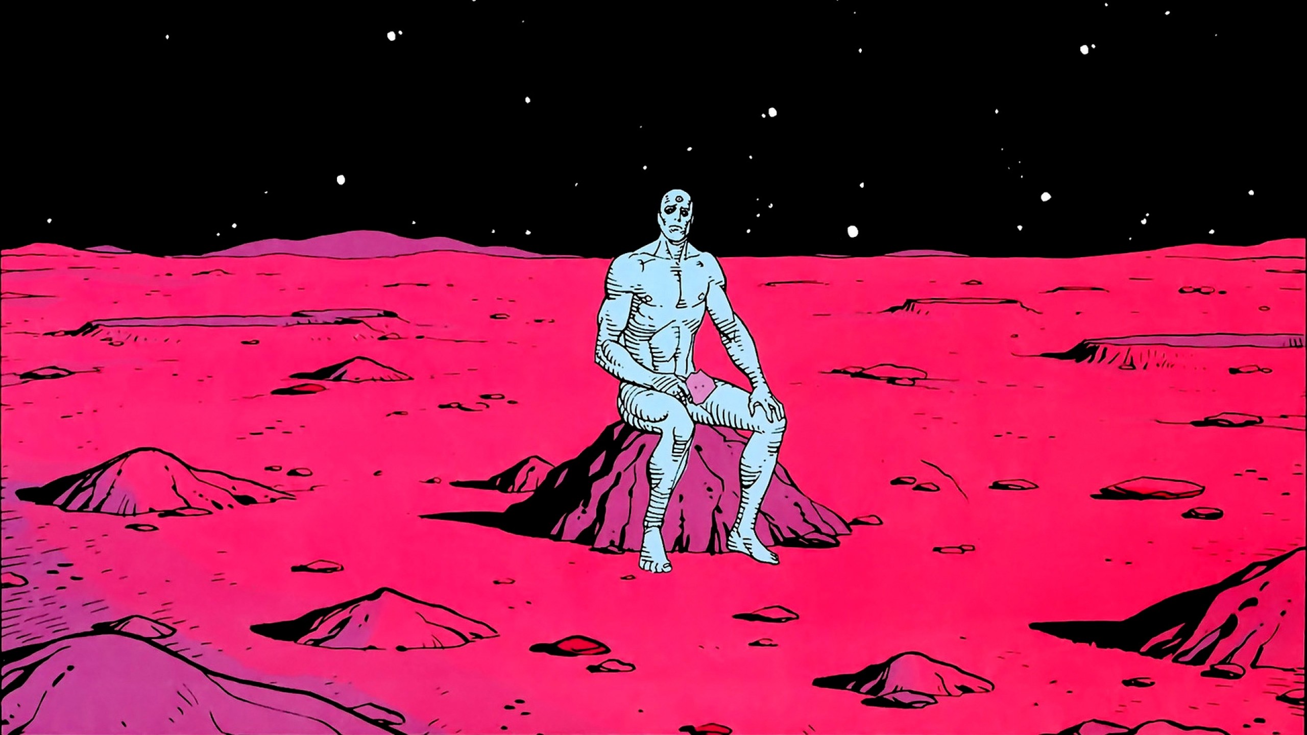 Preview wallpaper silver surfer, superhero, drawing, marvel, alone 2560×1440