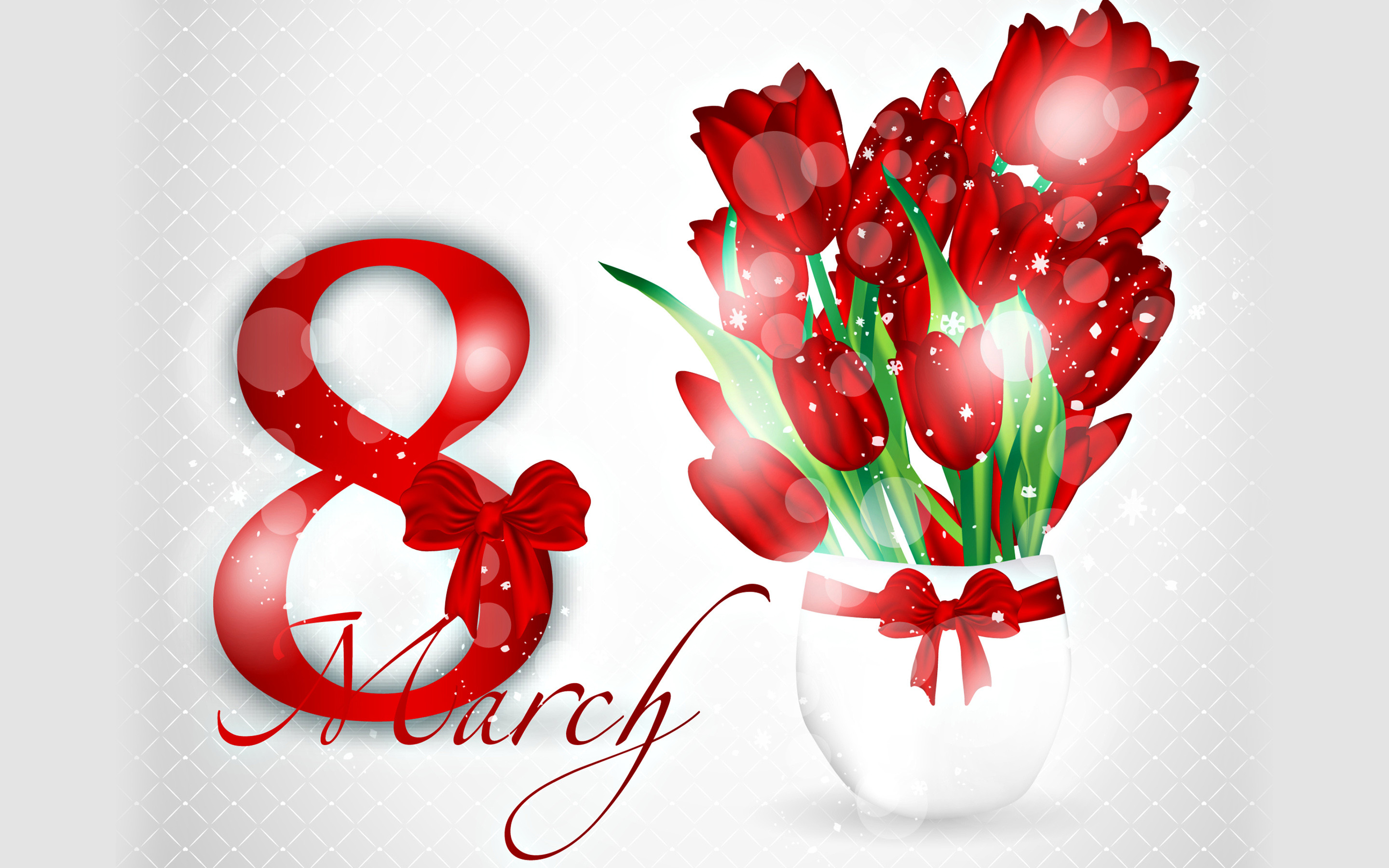 Womens Day Red Tulips Wallpaper