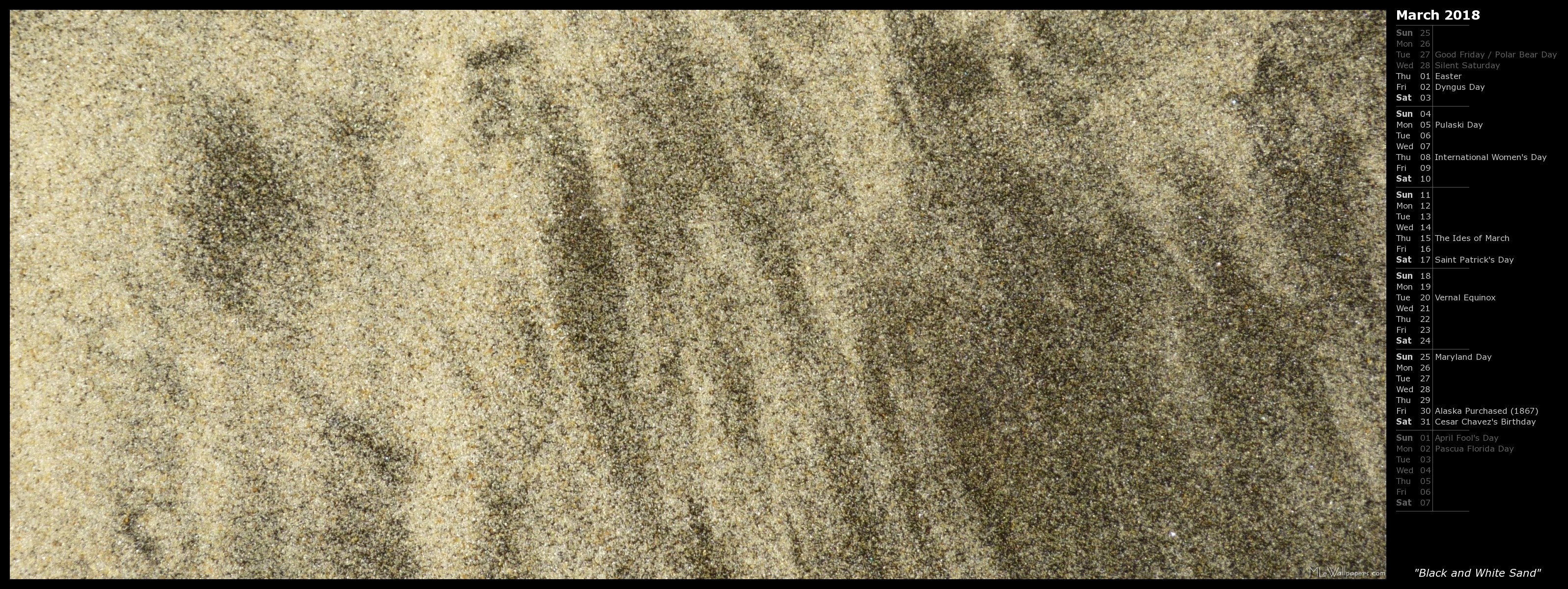 Black sand beaches are beautiful, and so are white sand beaches. A mix of the two colors makes this abstract nature wallpaper interesting