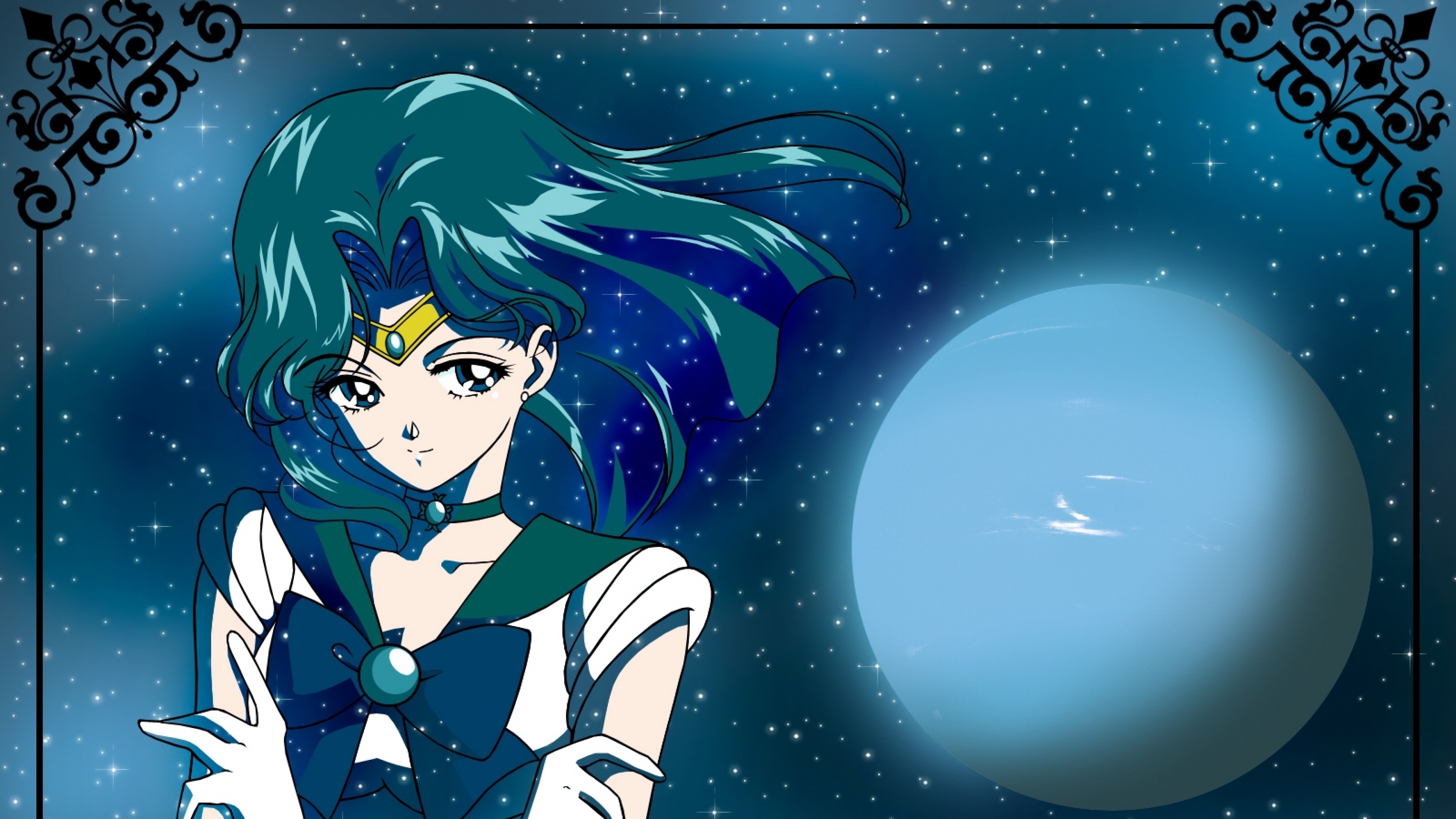 Preview wallpaper kaiou michiru, sailor moon, girl, wind, moon 3840×2160