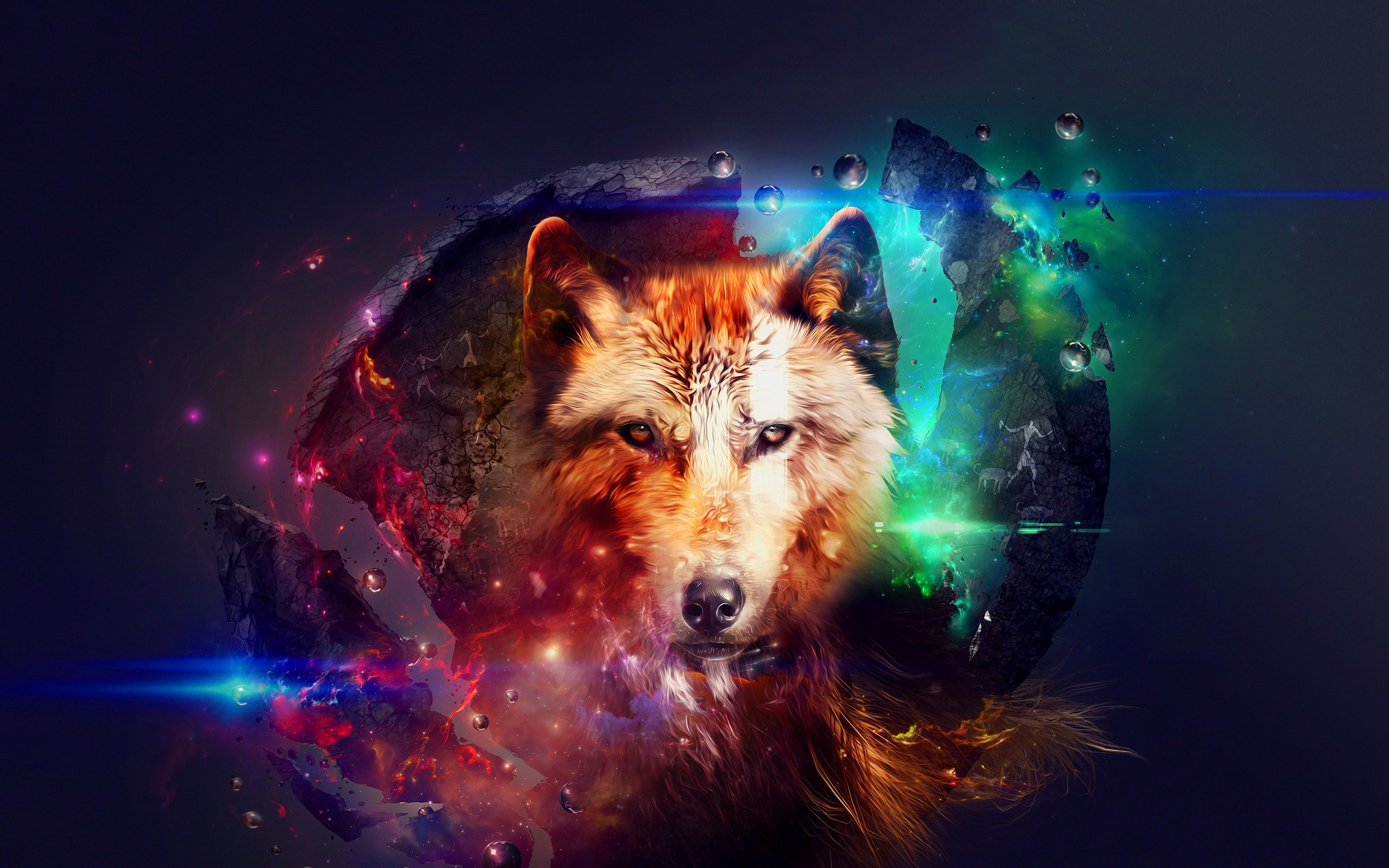 Abstract Design Wolf Collage Space Colorful hd wallpaper by JennyMari
