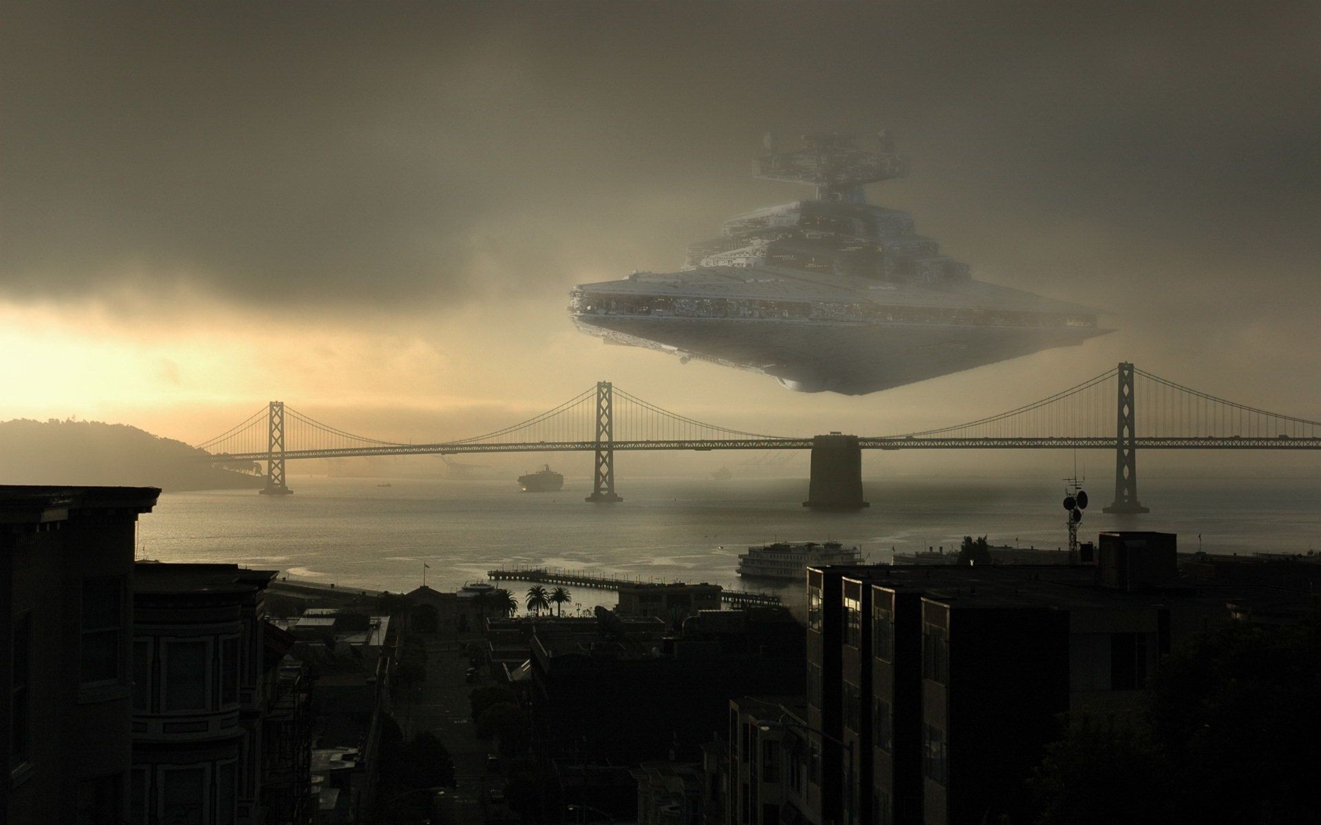 Star Destroyer San Francisco, star wars, imperial, HD