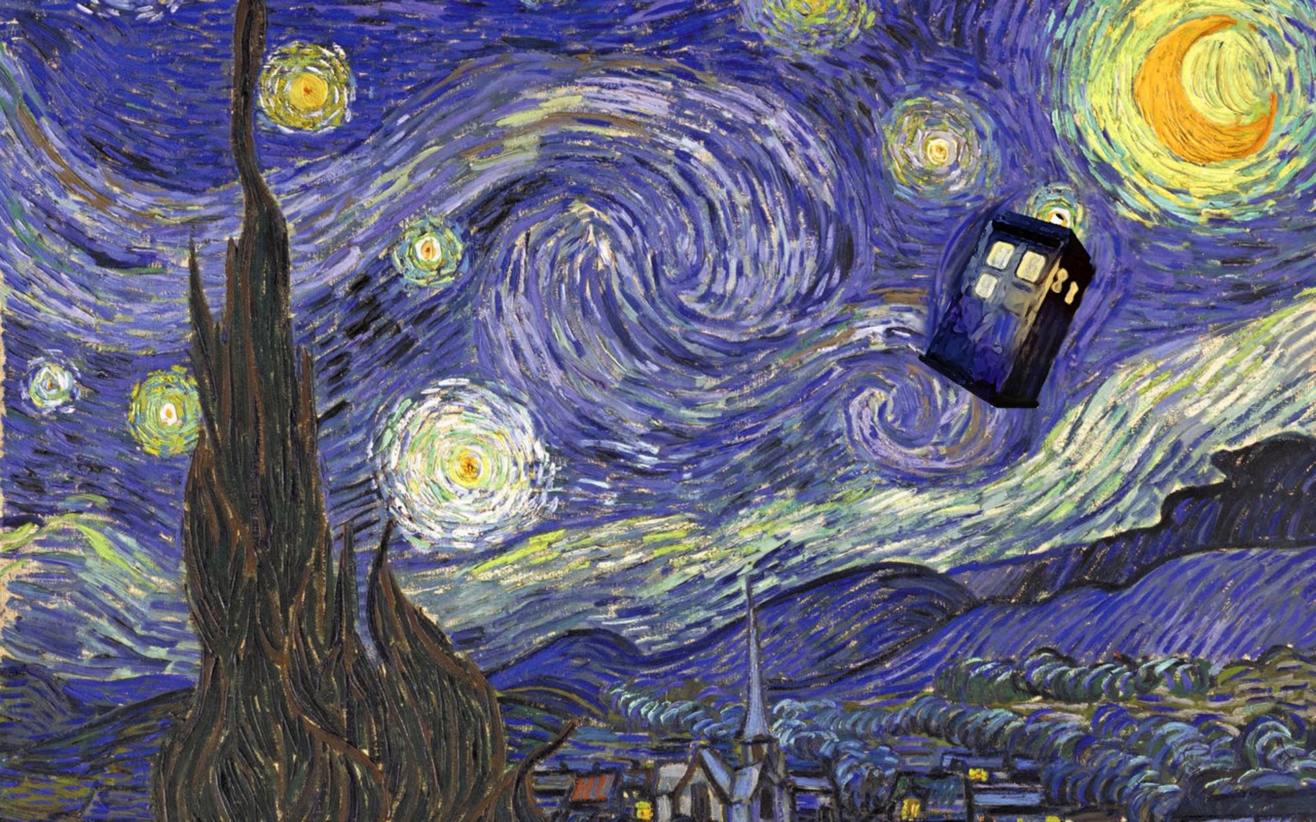 Tardis Van Gogh Wallpaper