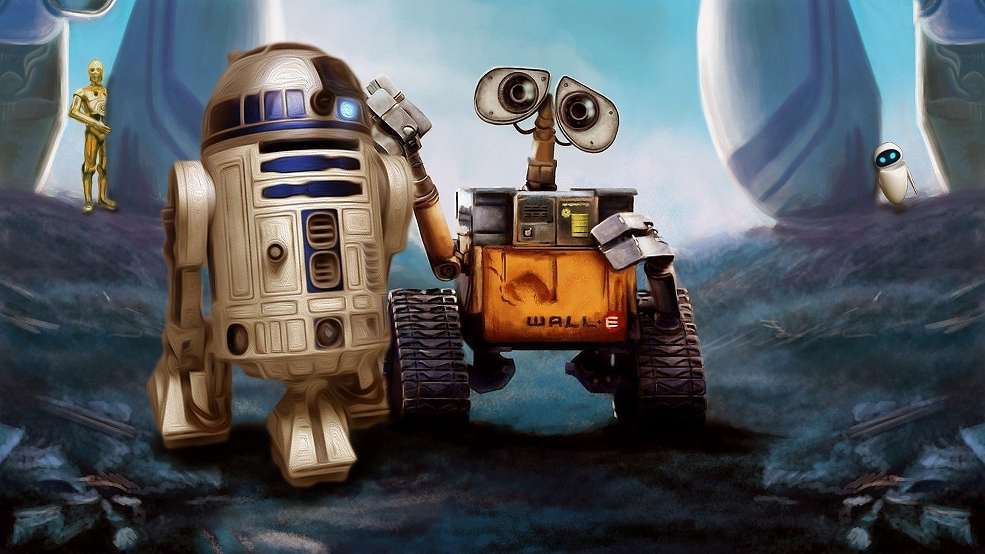 WALLE, Pixar Animation Studios, Star Wars, Robot, Movies, R2 D2, Crossover Wallpapers HD / Desktop and Mobile Backgrounds