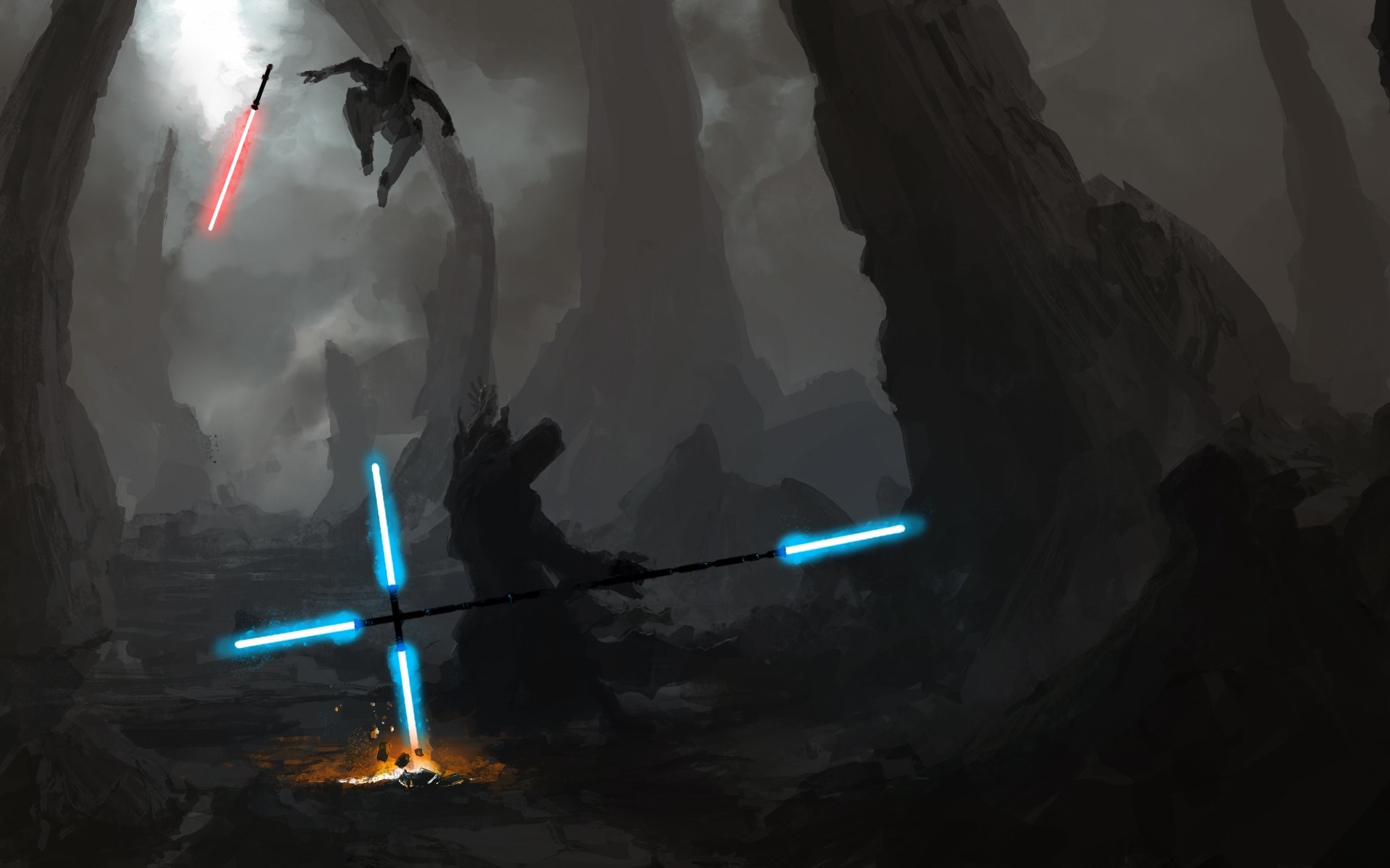 Artwork Duel Energy Jedi Lightsabers Sith Star Wars