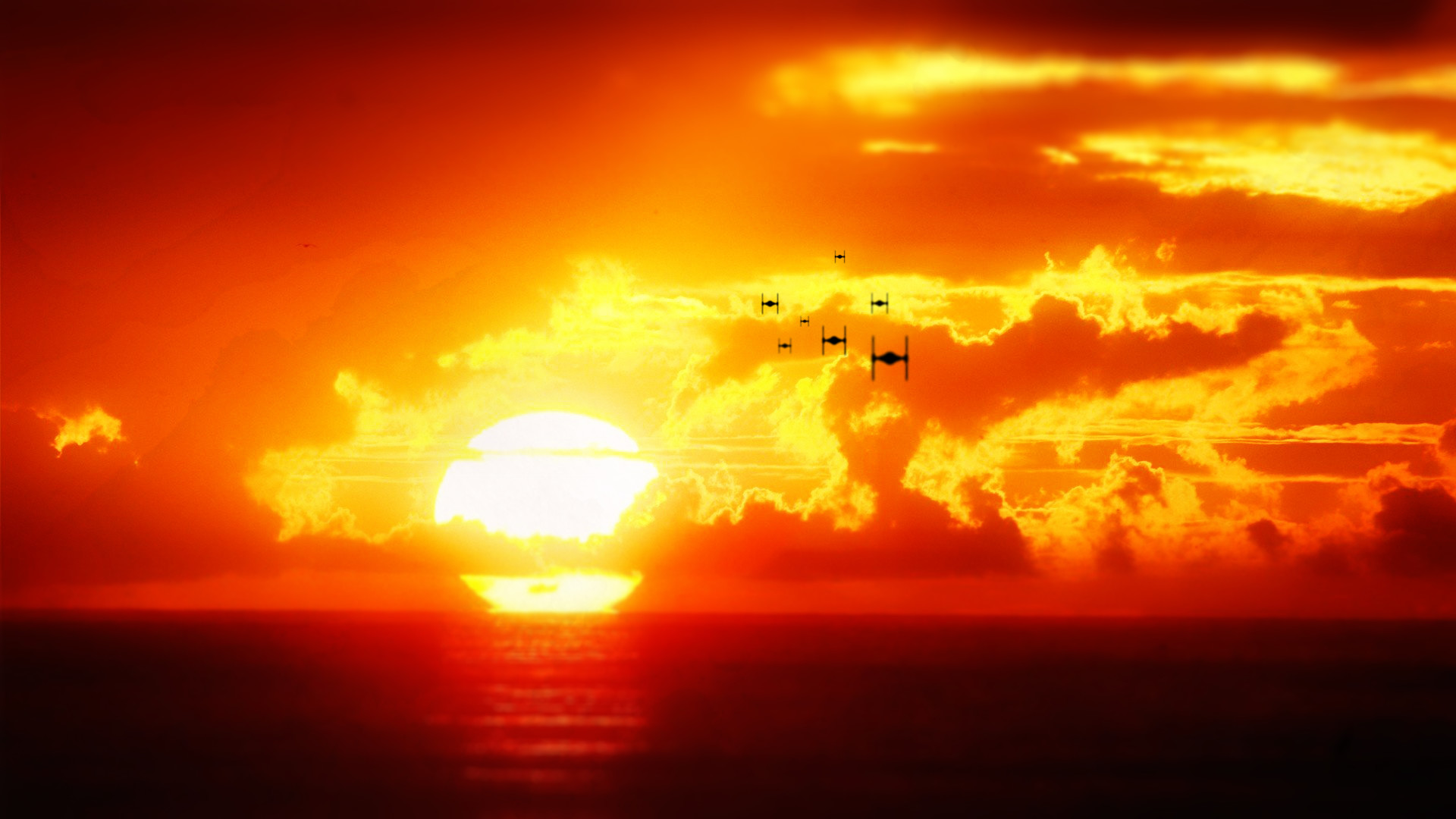 Star Wars Tie Fighter Sunset Wallpaper by NIHILUSDESIGNS