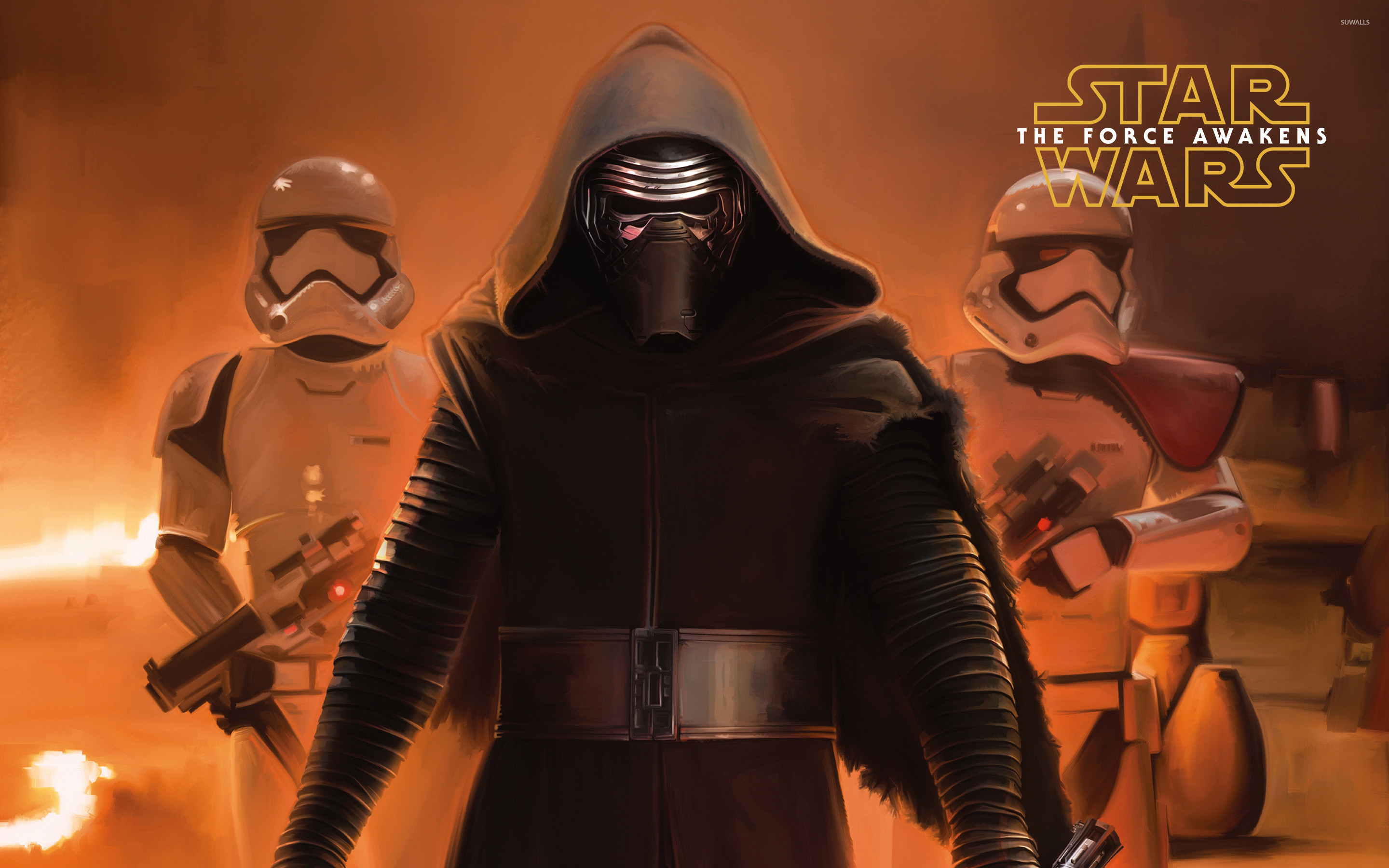 Kylo Ren and stormtroopers – Star Wars The Force Awakens wallpaper