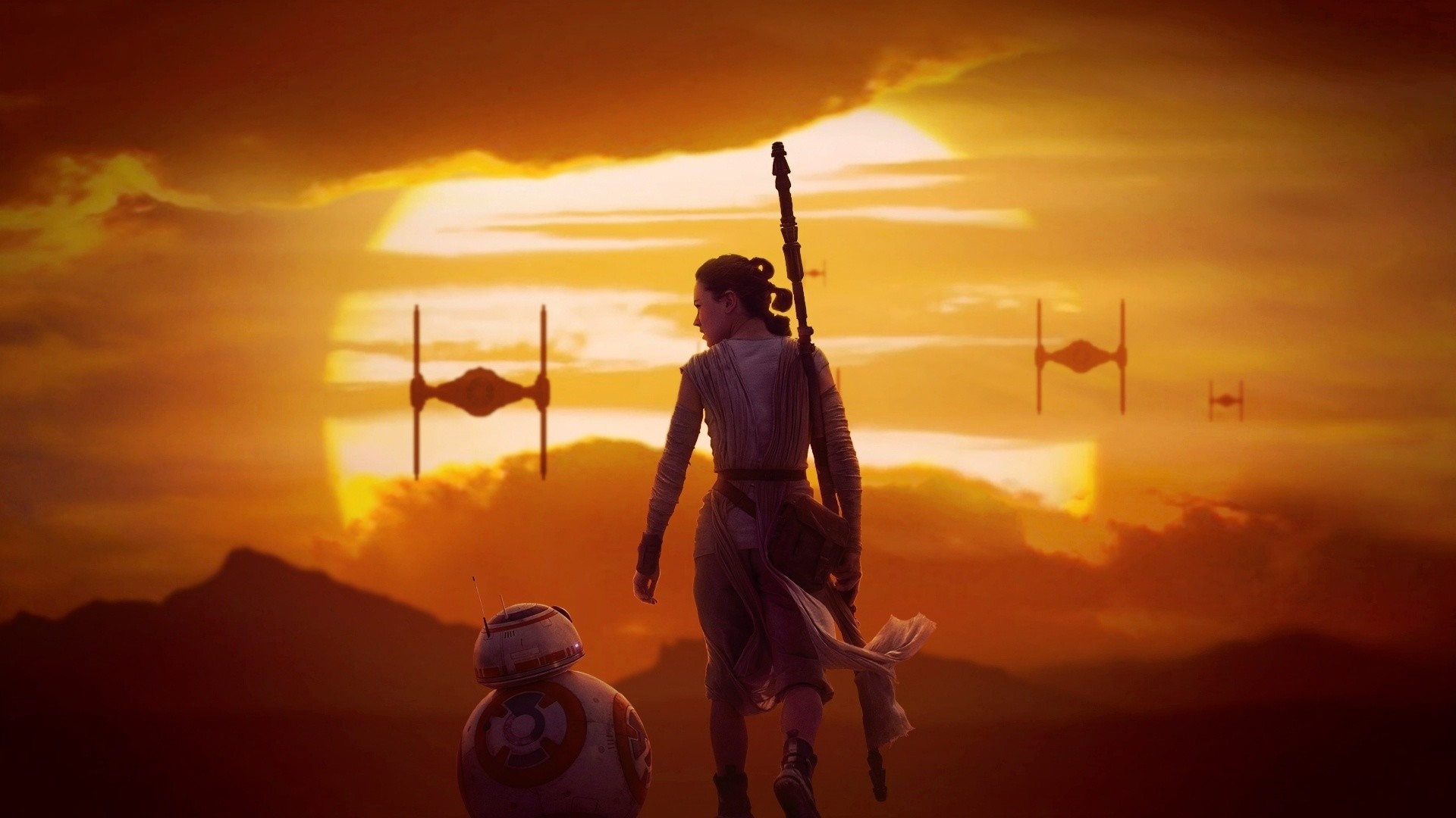 Rey BB 8 at Sunset – Star Wars 7 The Force Awakens 1920×1080