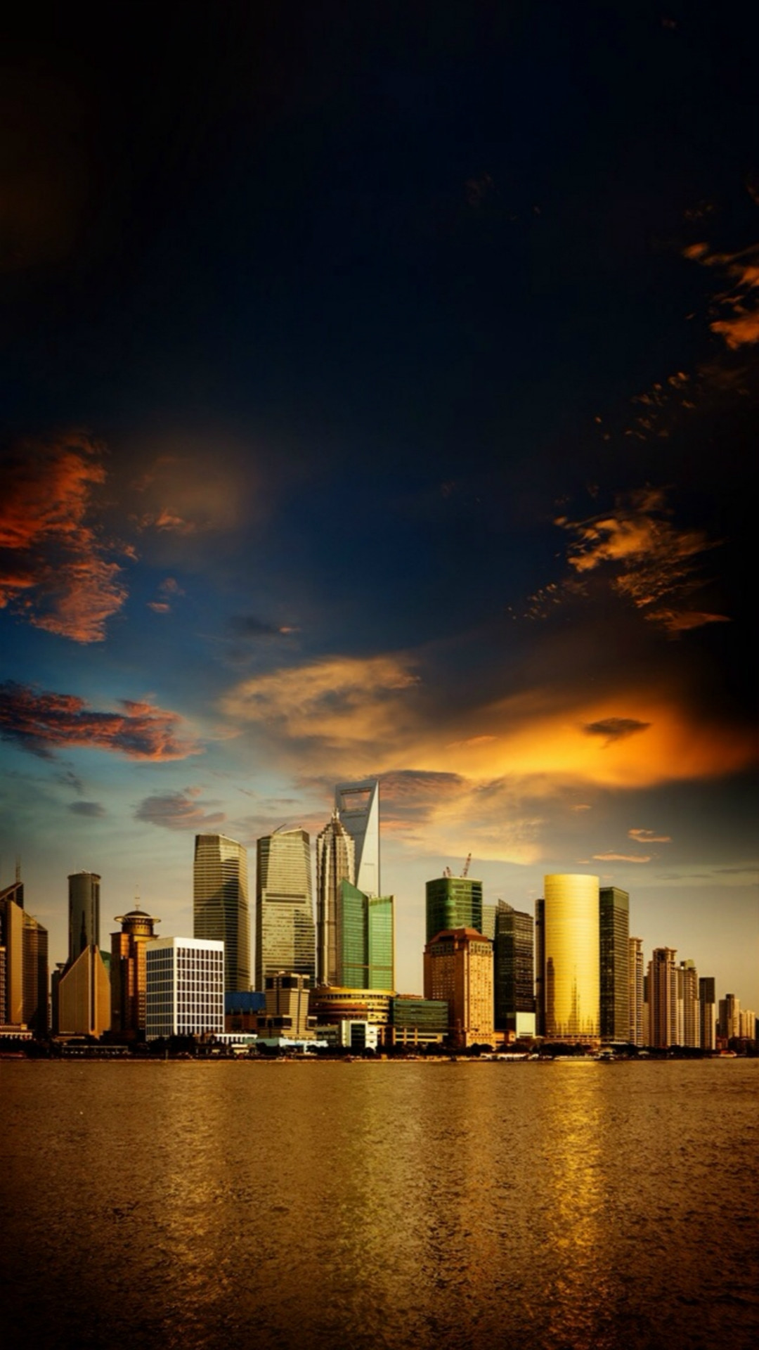 Modern High Skyscraper Riverbank Cityscape Skyview #iPhone #wallpaper