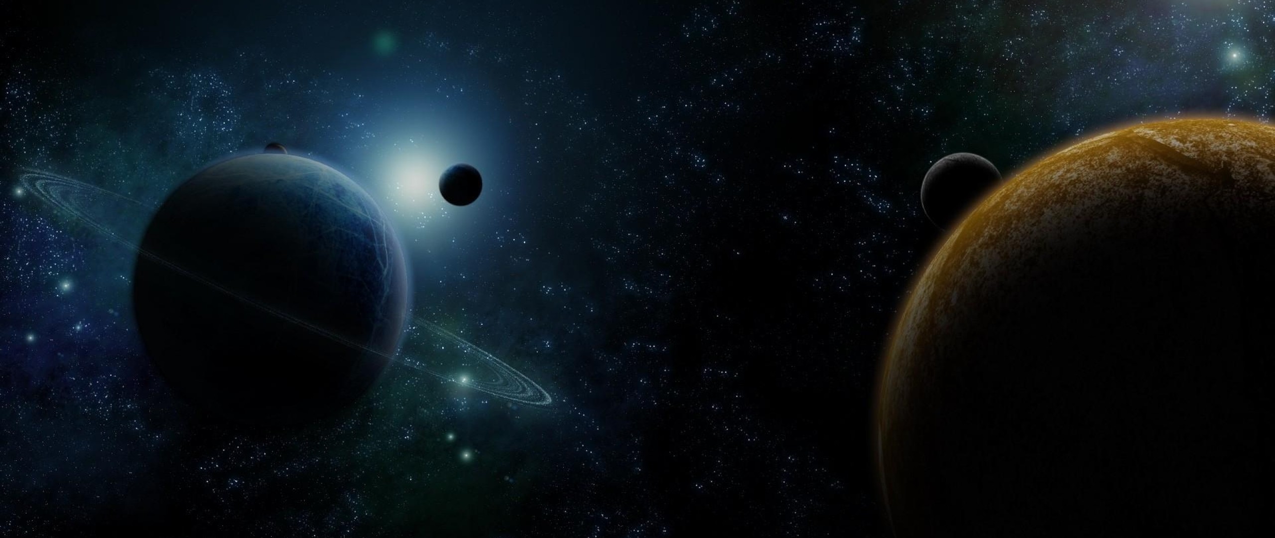 Wallpaper planet, ring, star, space