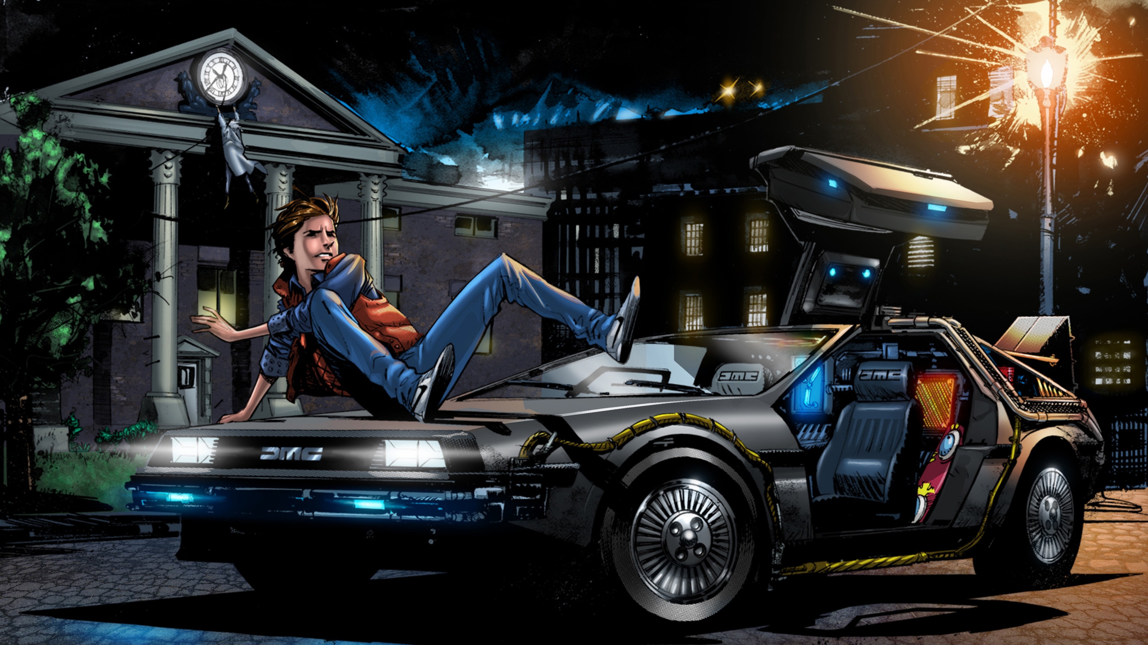 Wallpaper back to the future, marty mcfly, art, delorean dmc 12