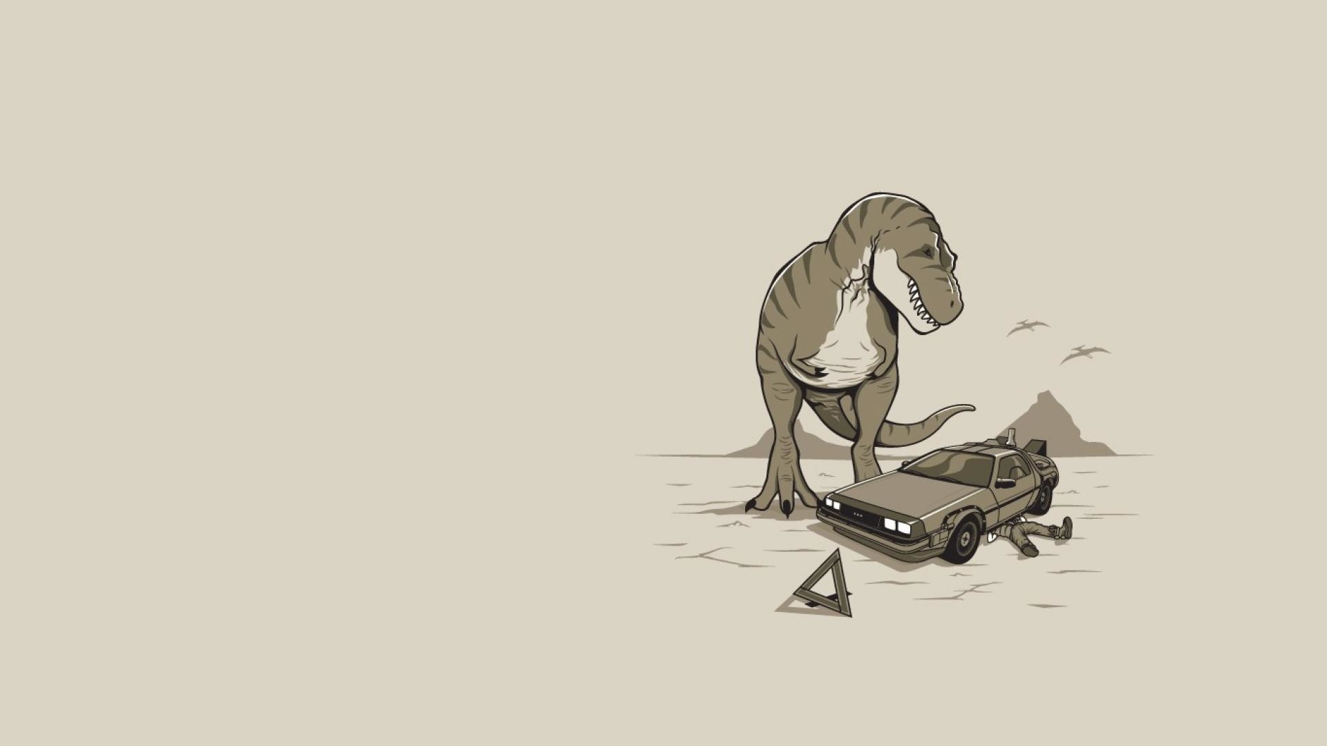 Delorean back to the future fun art wallpaper