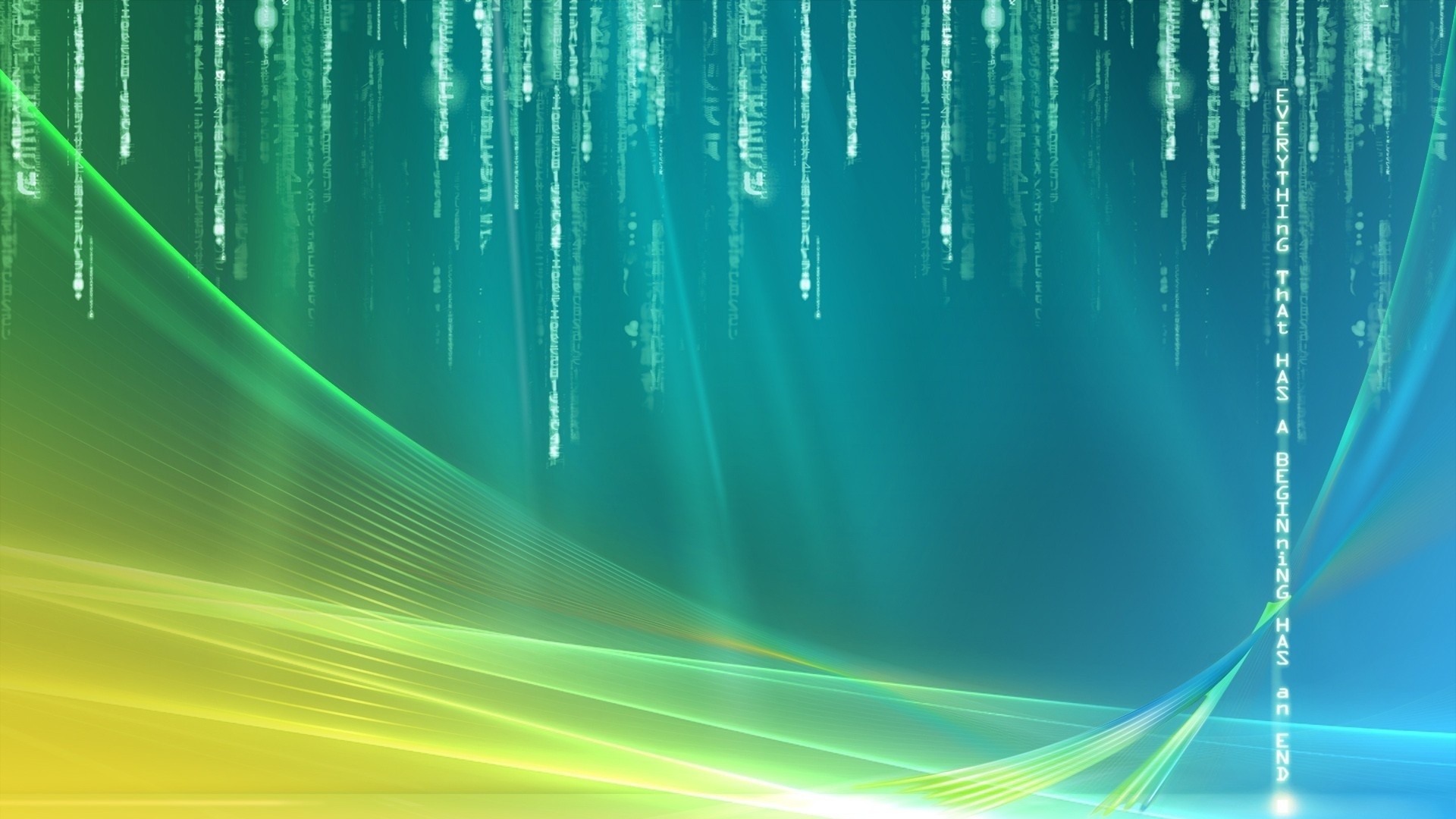 Preview wallpaper windows, vista, green, yellow, matrix, numbers 1920×1080