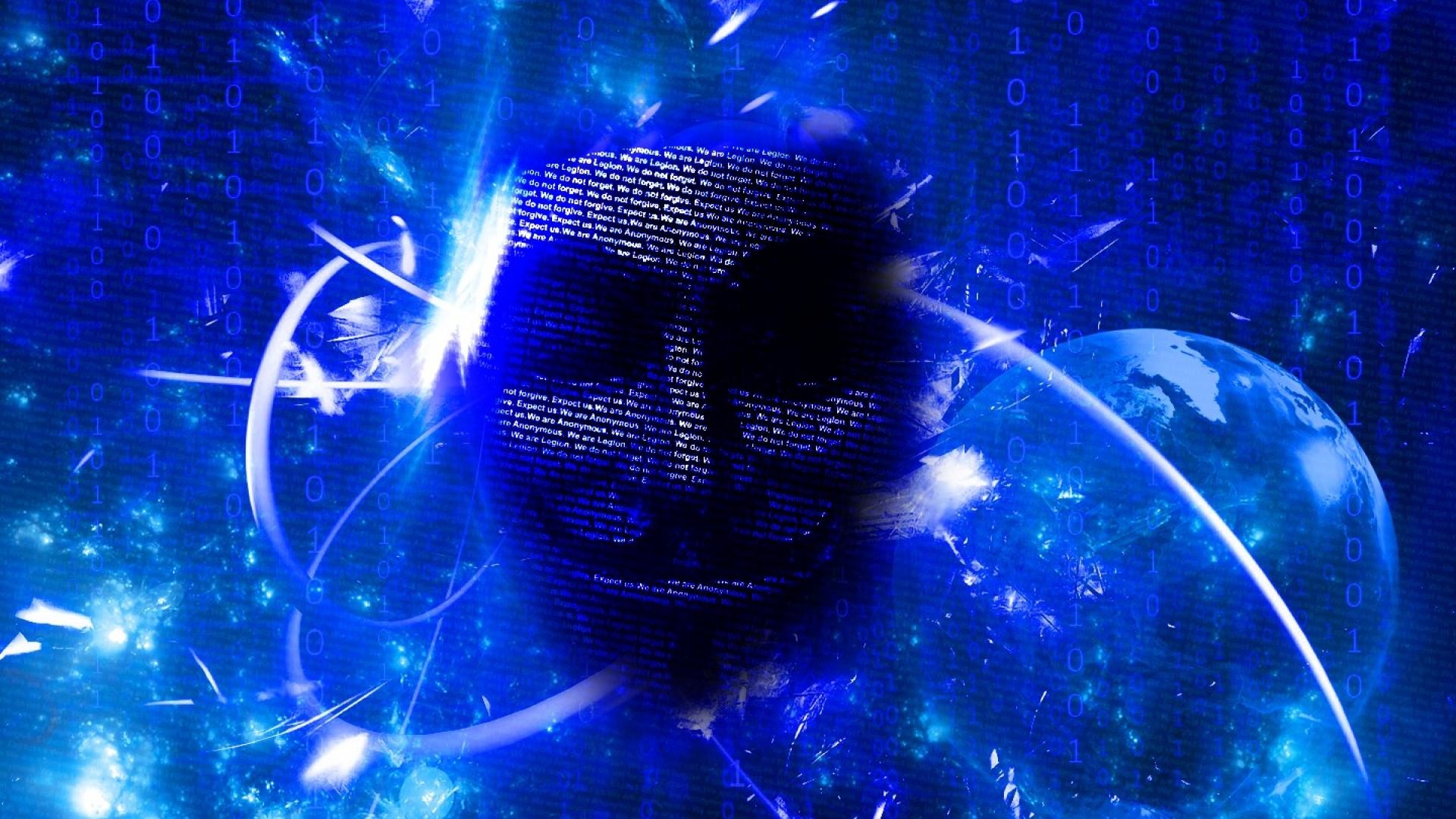 Abstract blue anonymous matrix binary code wallpaper