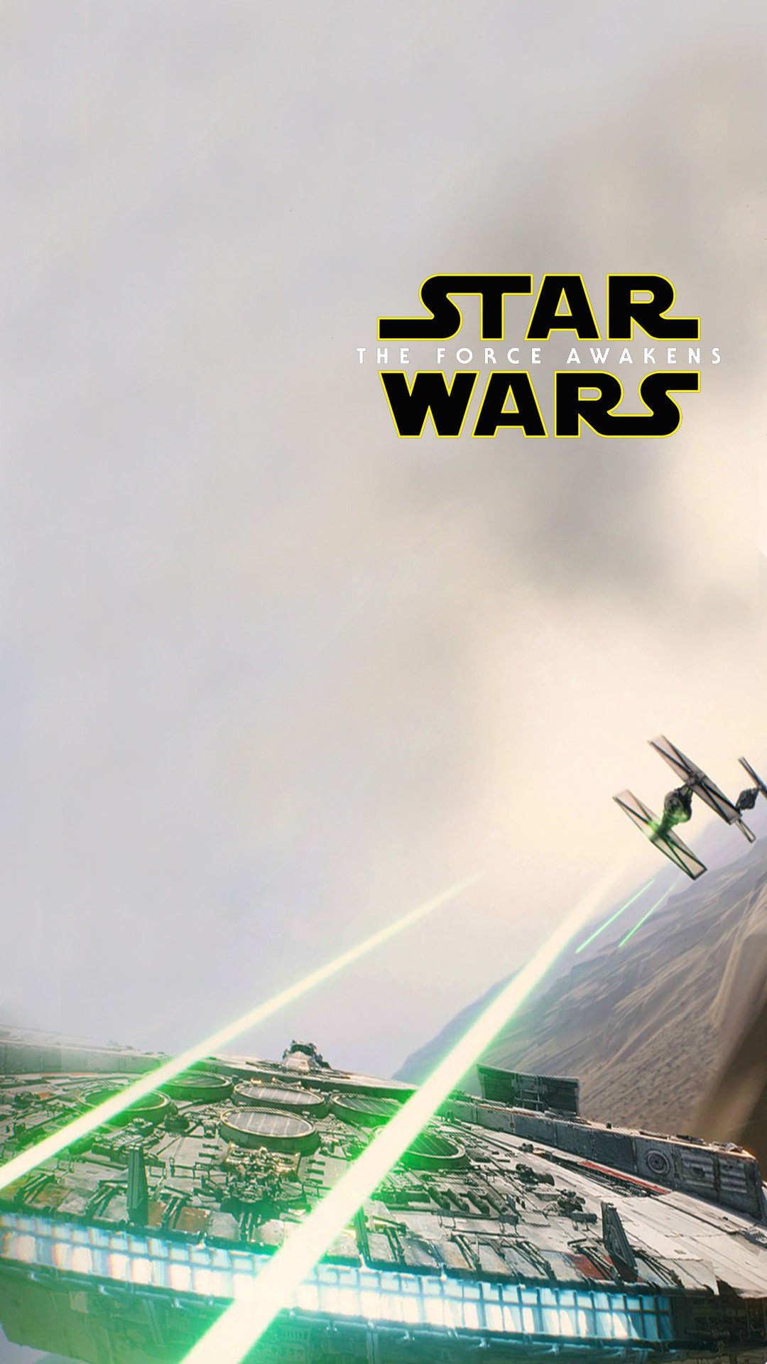 Star Wars The Force Awakens Wallpaper Millennium Falcon Tie Attack. Download iPhone with logo