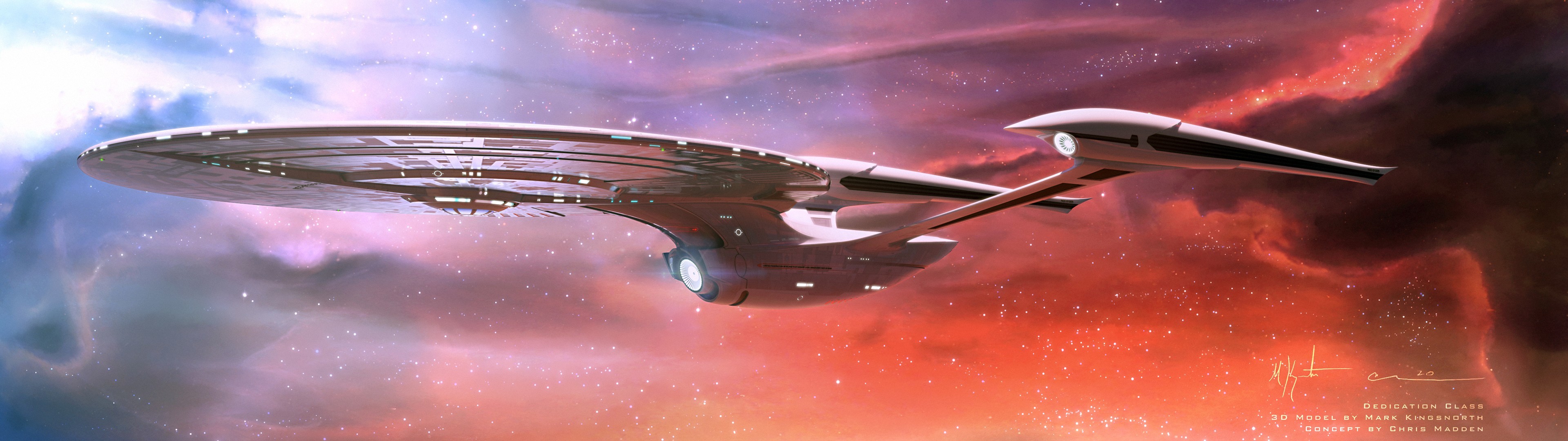 General Star Trek USS Enterprise spaceship space nebula multiple display dual monitors