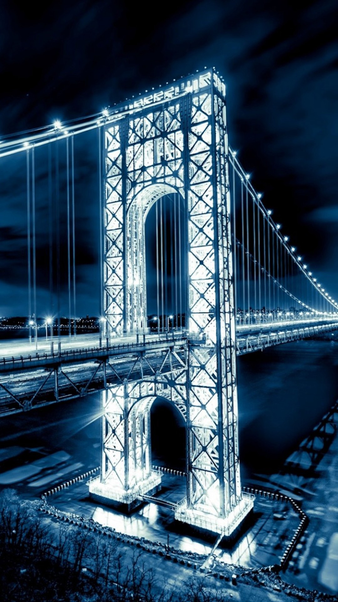 Night Shiny Long Bridge Nature Landscape iPhone 6 wallpaper