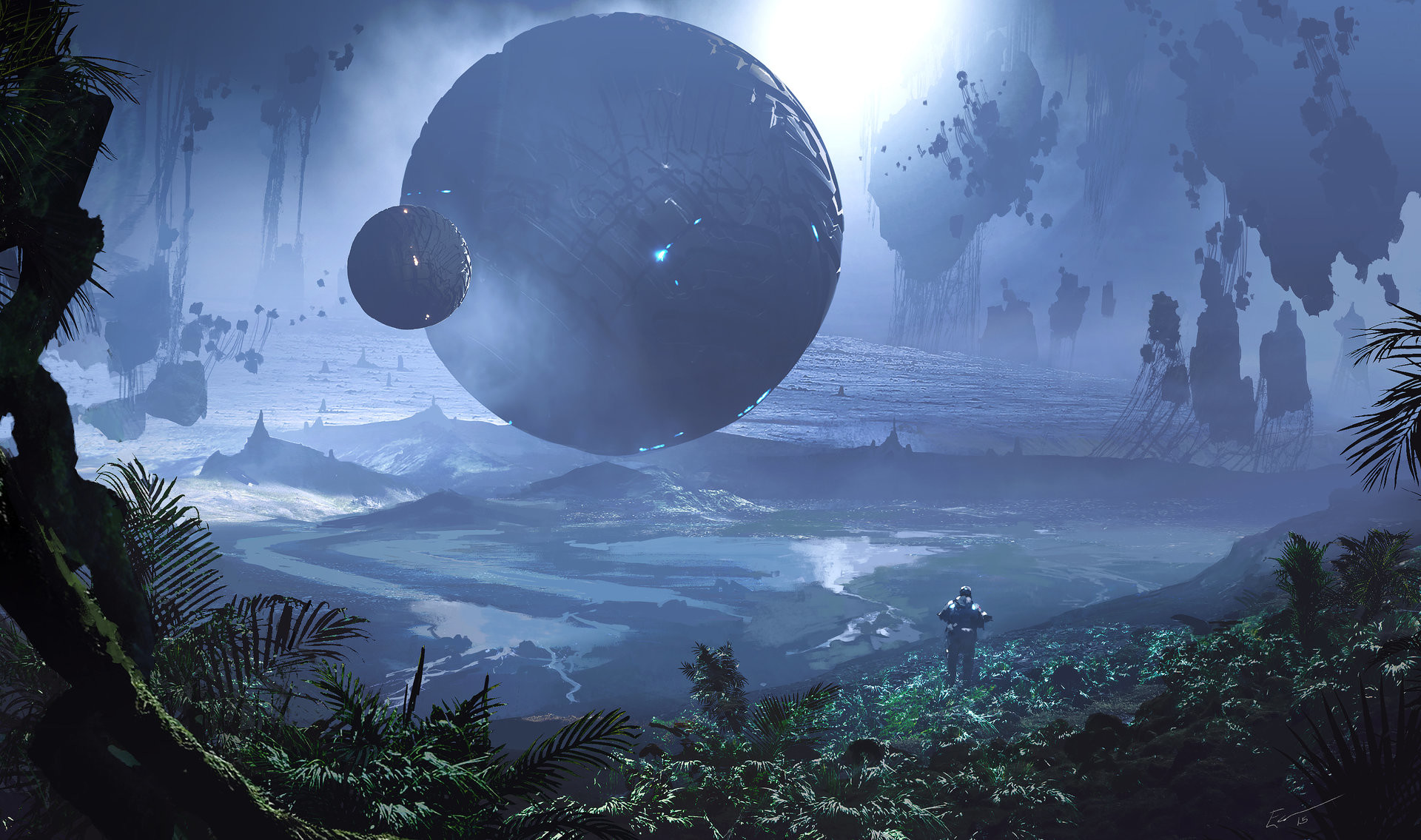 Sci Fi – Landscape Sphere Floating Island Wallpaper