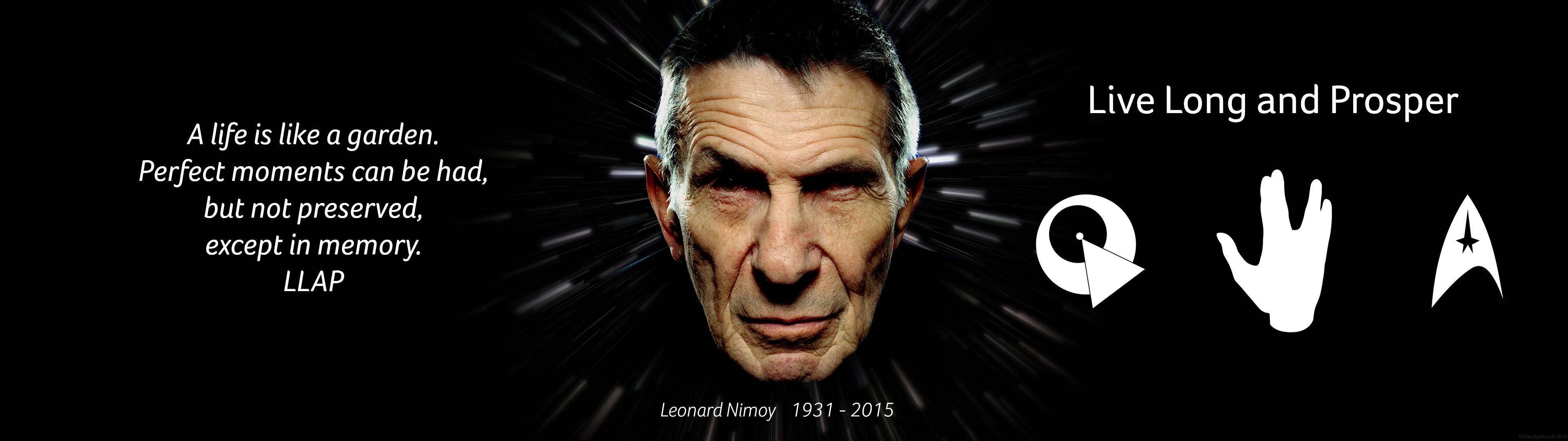 Leonard Nimoy tribute, dual screen 3840×1080
