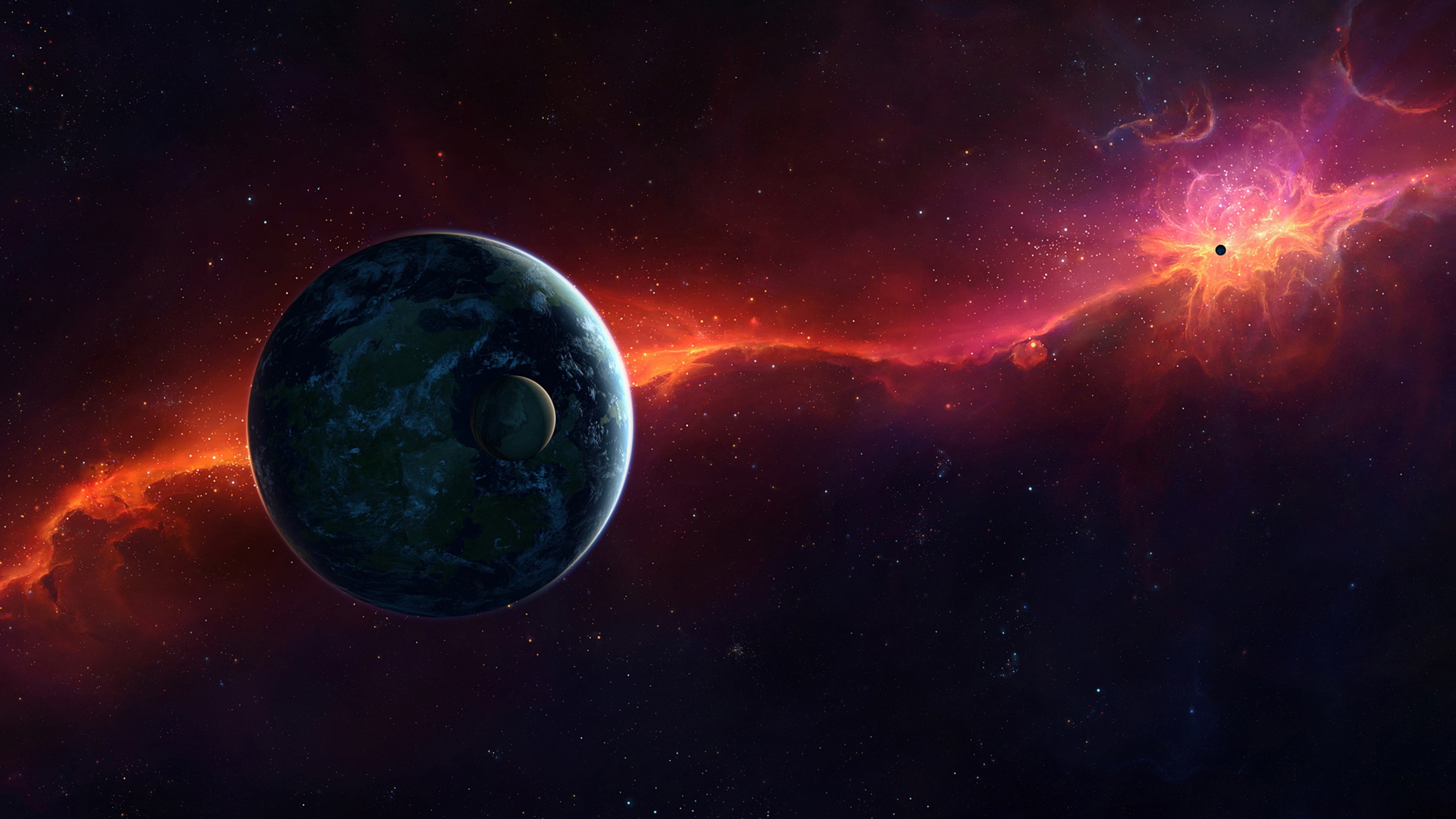 Preview wallpaper sci fi, space, red, planet 3840×2160