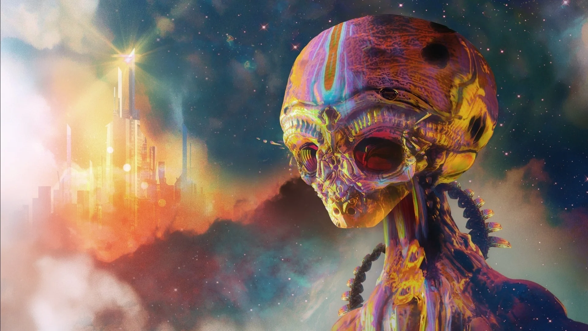 Preview wallpaper alien, art, colorful 1920×1080