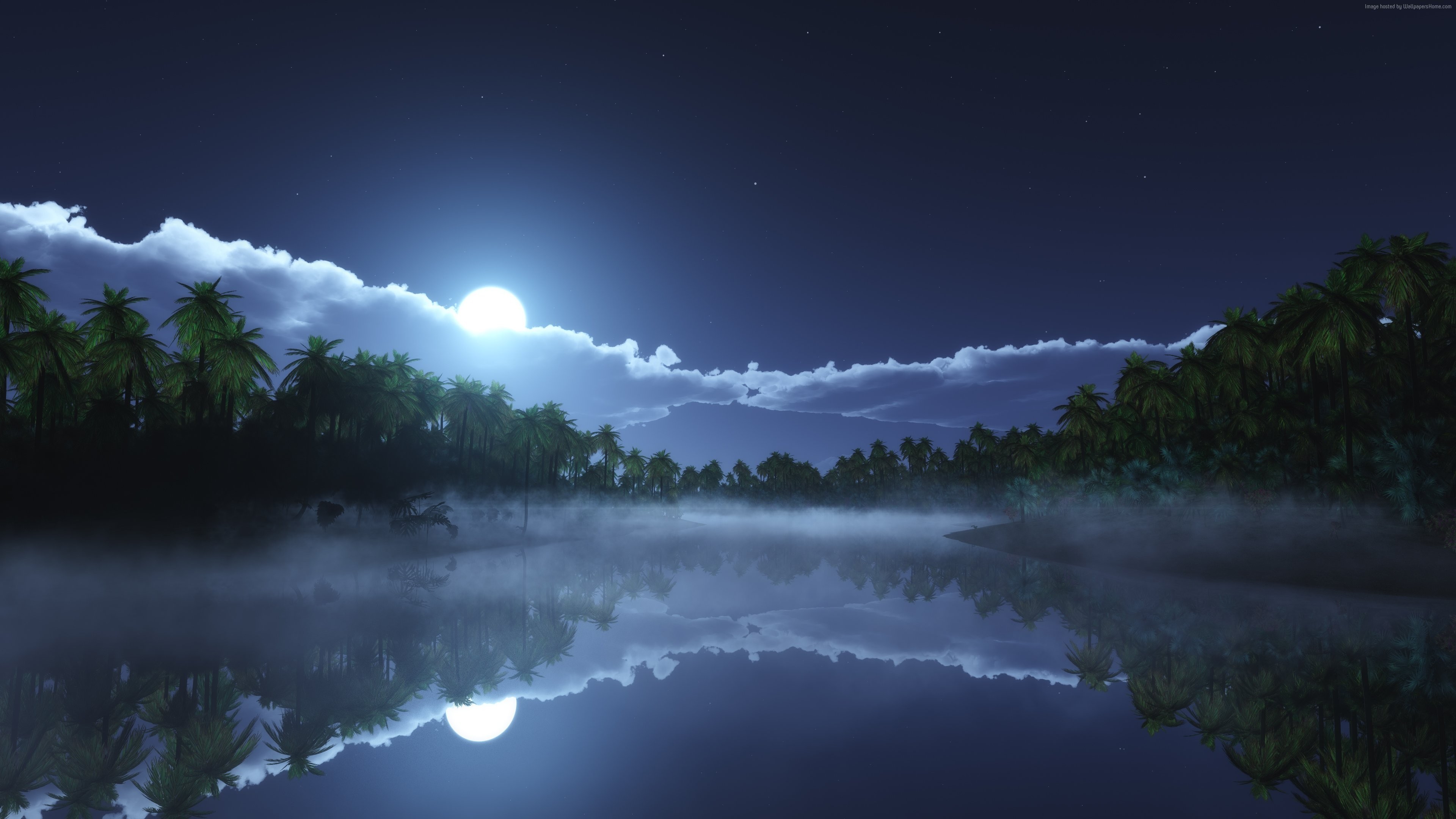 Awesome Moon night view 4k wallpaper