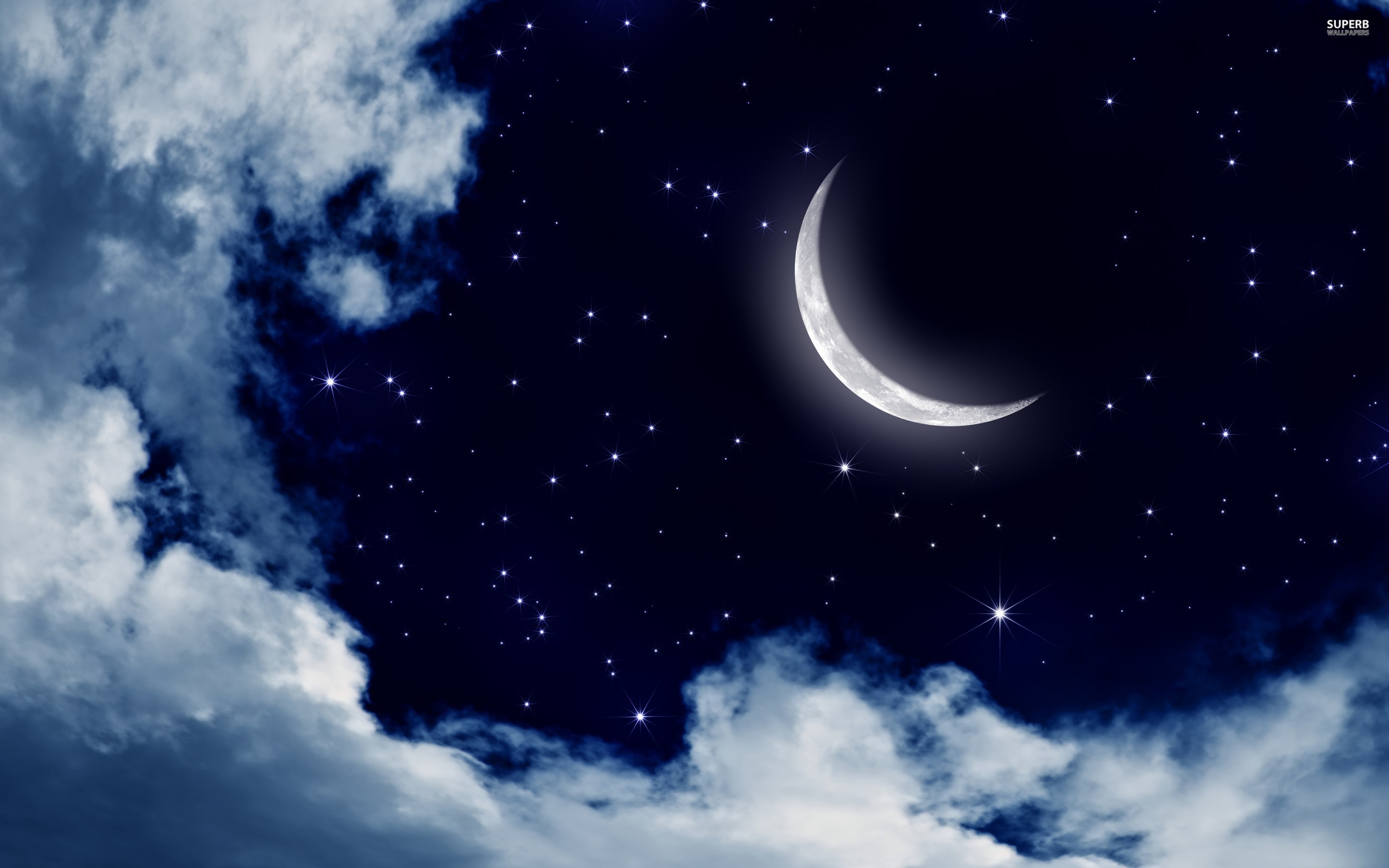 Starry Night Sky With Moon