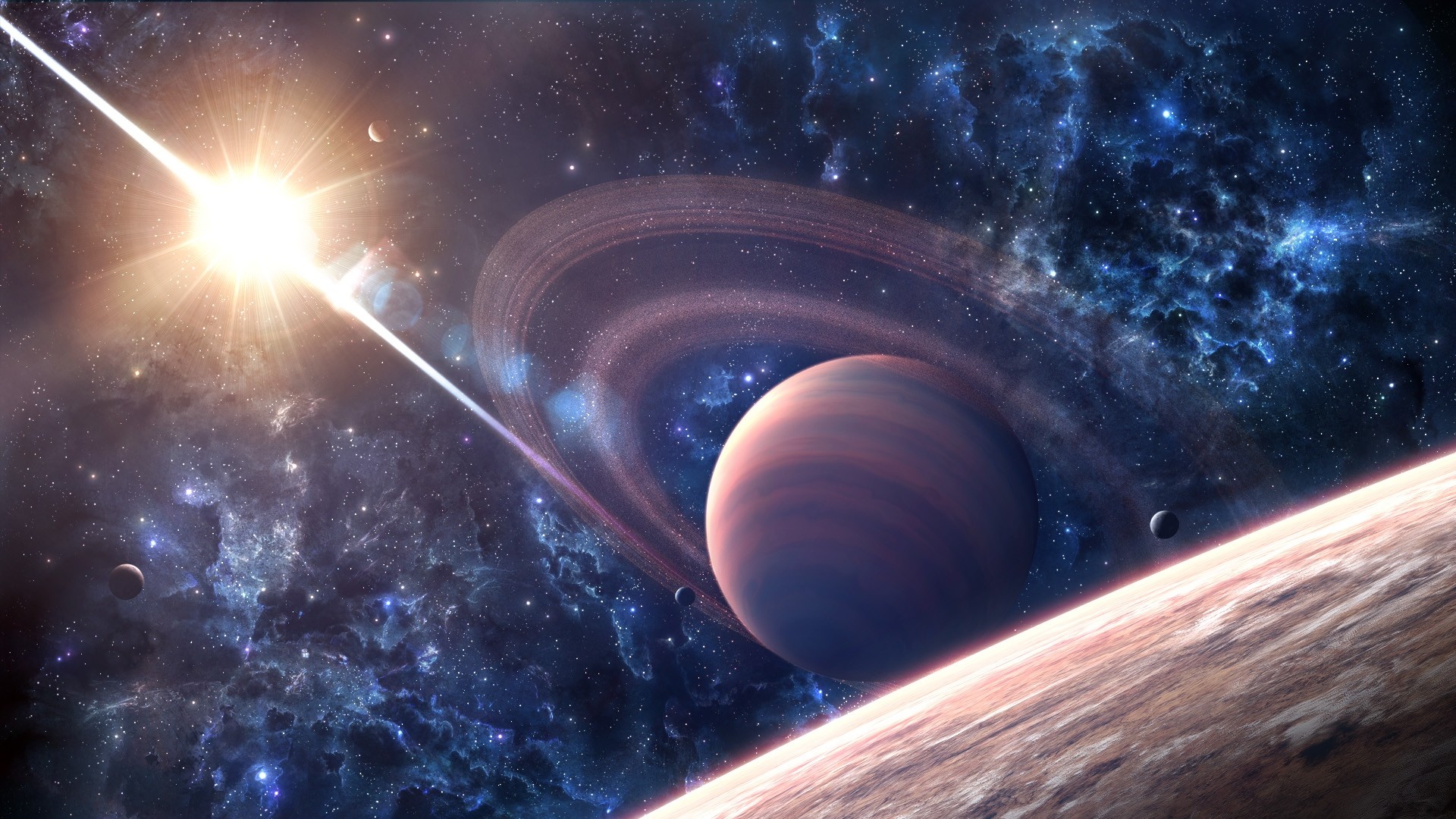 Preview wallpaper space, galaxy, saturn, planet 1920×1080